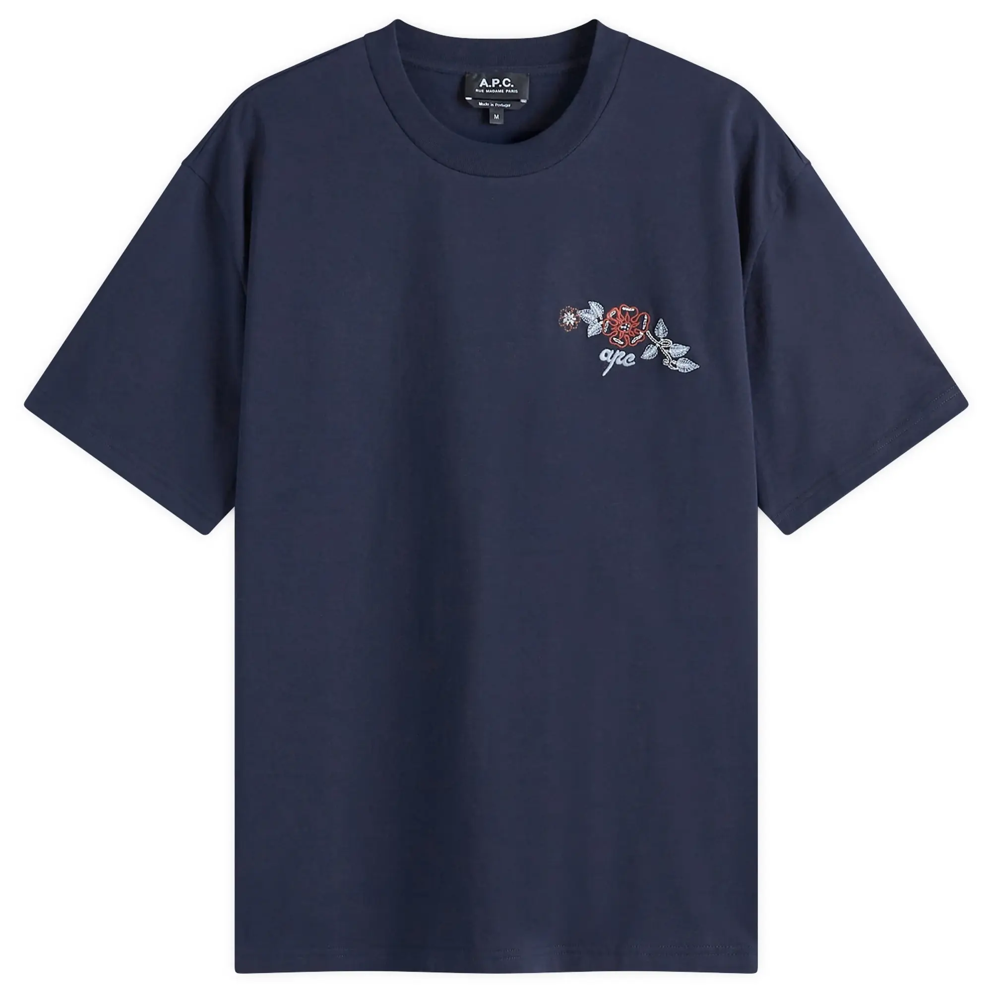 A.P.C. Men's Oscar Floral Logo T-Shirt Dark Navy
