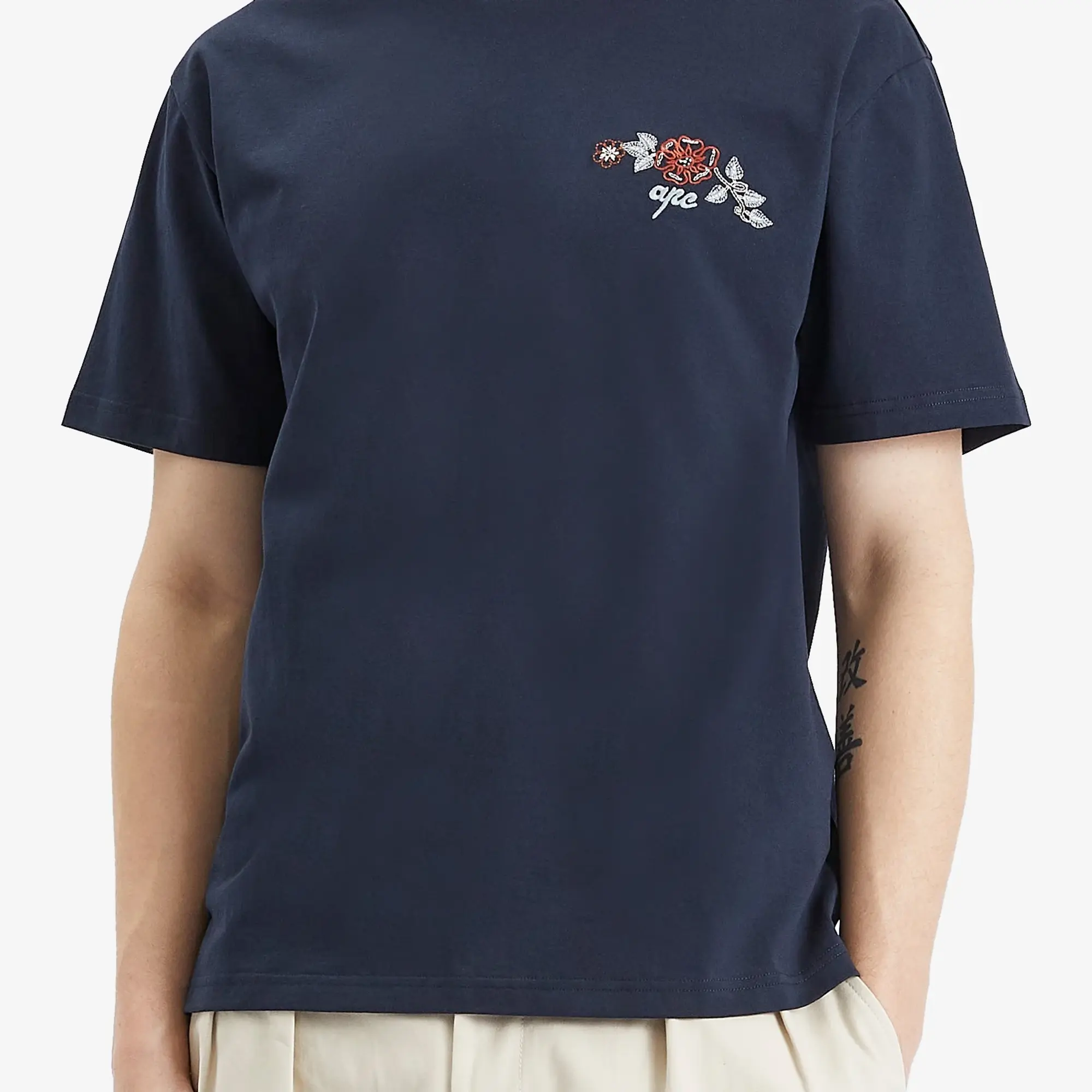 A.P.C. Men's Oscar Floral Logo T-Shirt Dark Navy