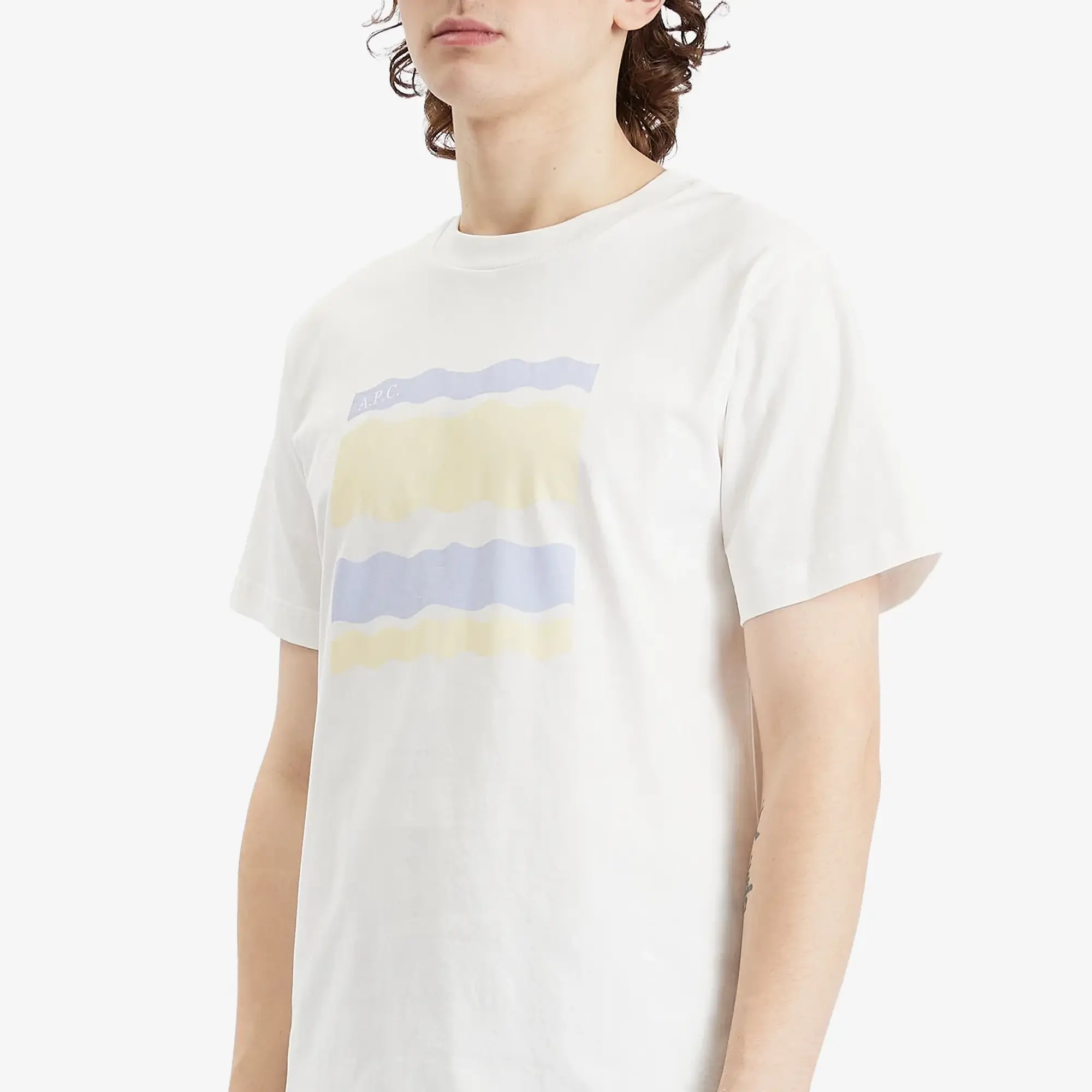 Asics A.P.C. Men's Malone Wave Print T-Shirt White/Yellow