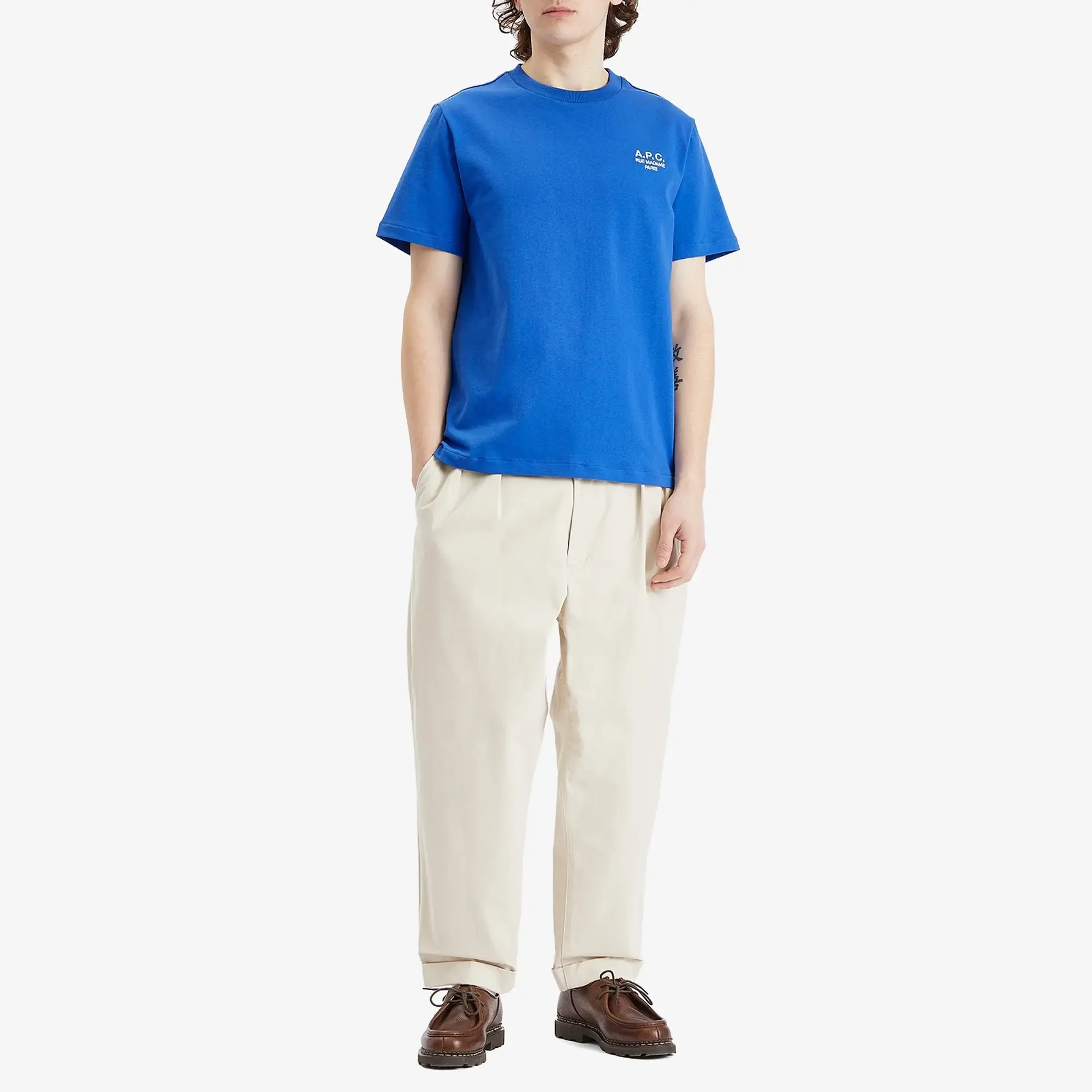 A.P.C. Men's Rue Madame Logo T-Shirt Blue/White