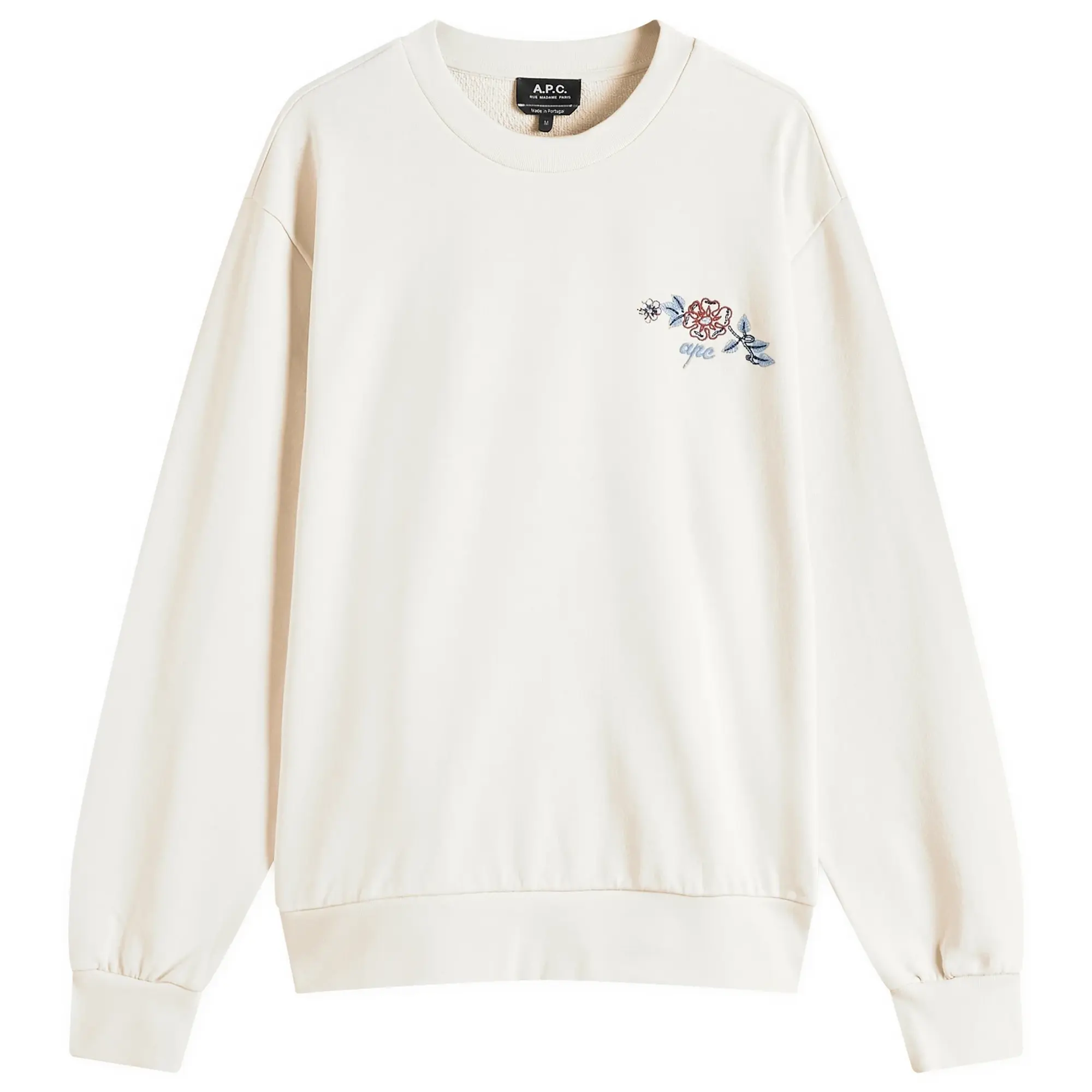 A.P.C. Men's Tyler Floral Logo Crew Sweatshirt Ecru