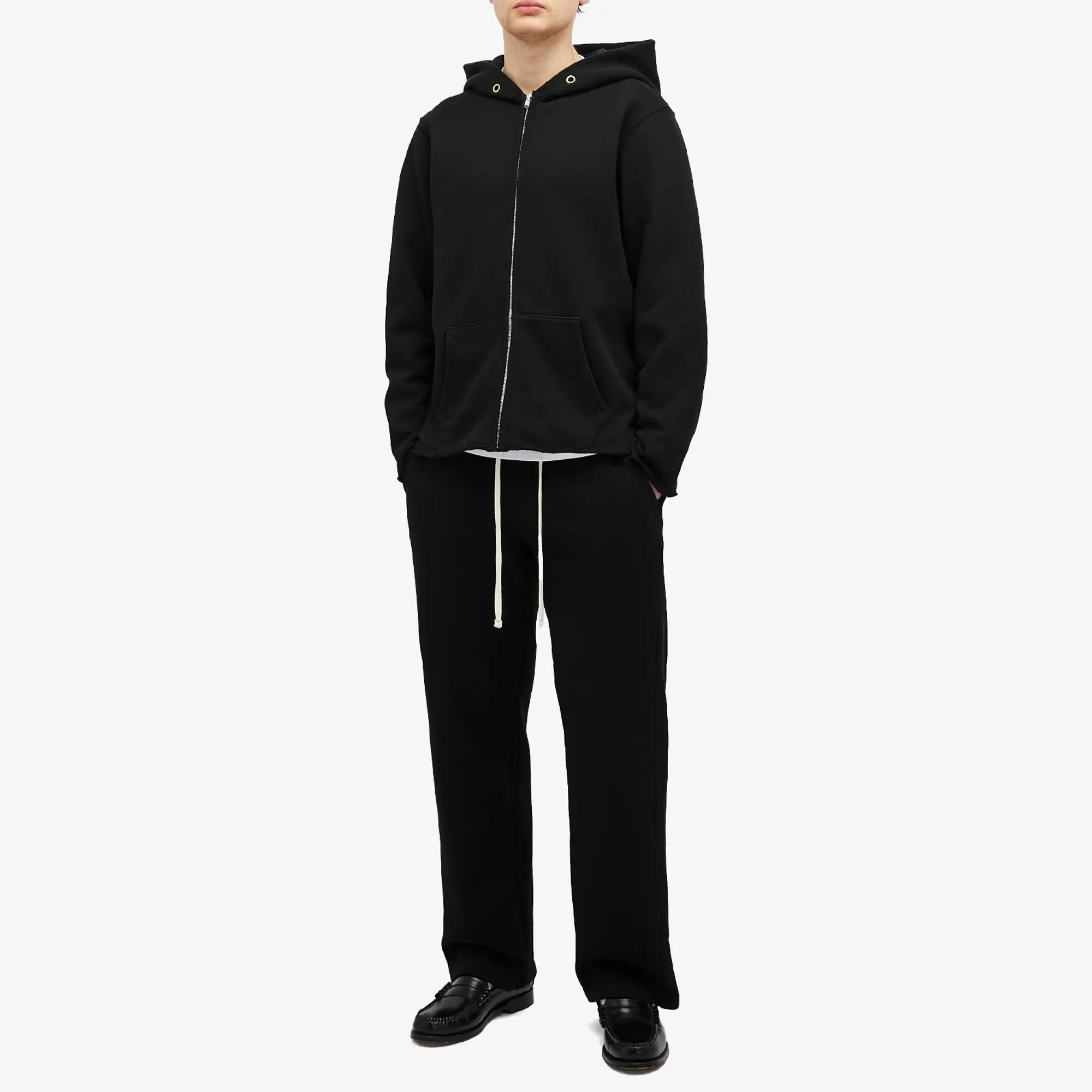 Les Tien Men's Heavyweight Zip Hoodie Jet Black