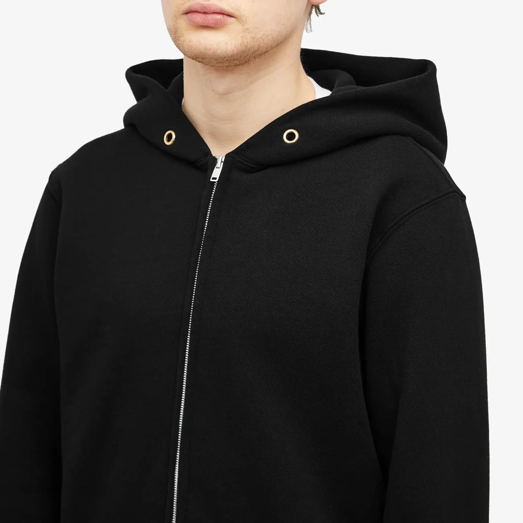 Les Tien Men's Heavyweight Zip Hoodie Jet Black