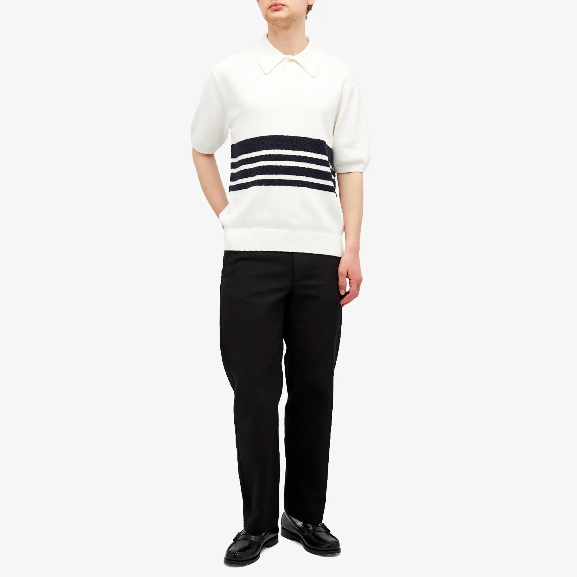 Palmes Men's Panel Knit Polo Shirt Off-White