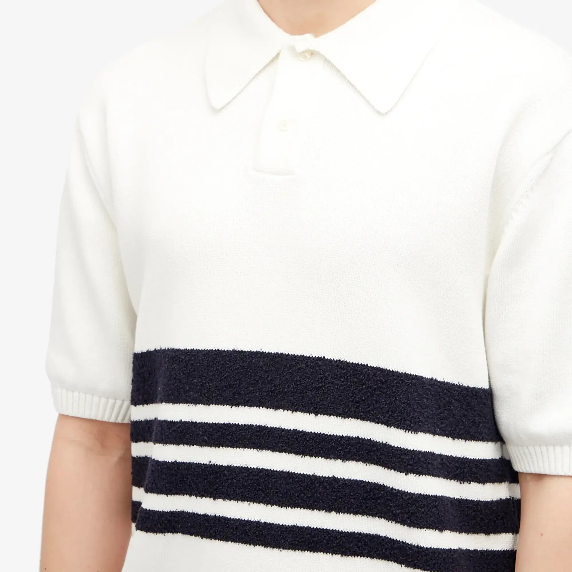 Palmes Men's Panel Knit Polo Shirt Off-White