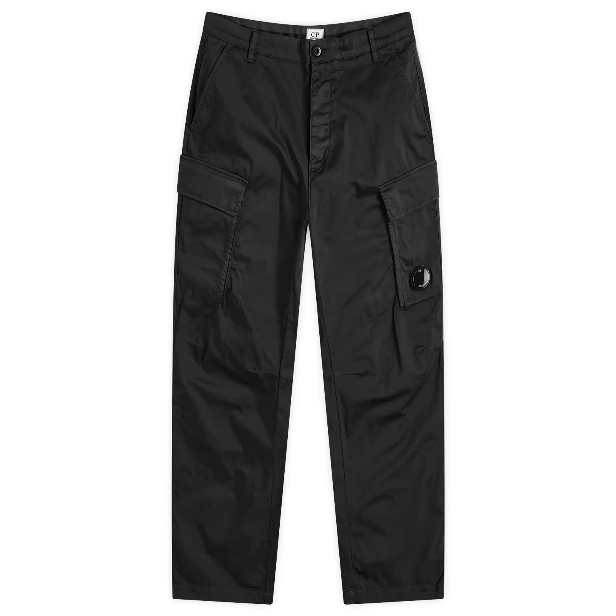 C.P. Company Men's Stretch Sateen Loose Cargo Pants Black