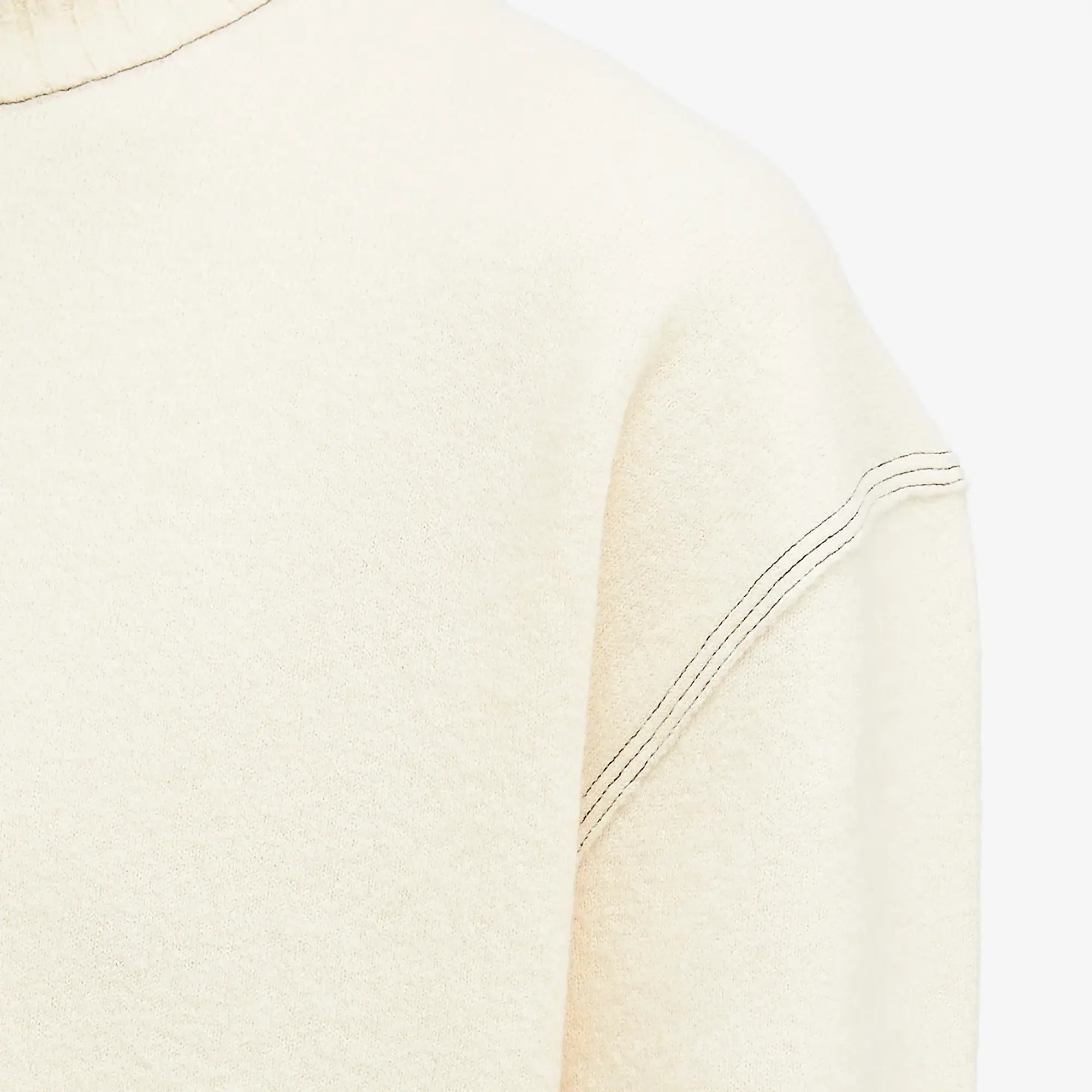 Jil Sander Men's Contrast Stitch Merino Wool Crew Knit Cornsilk