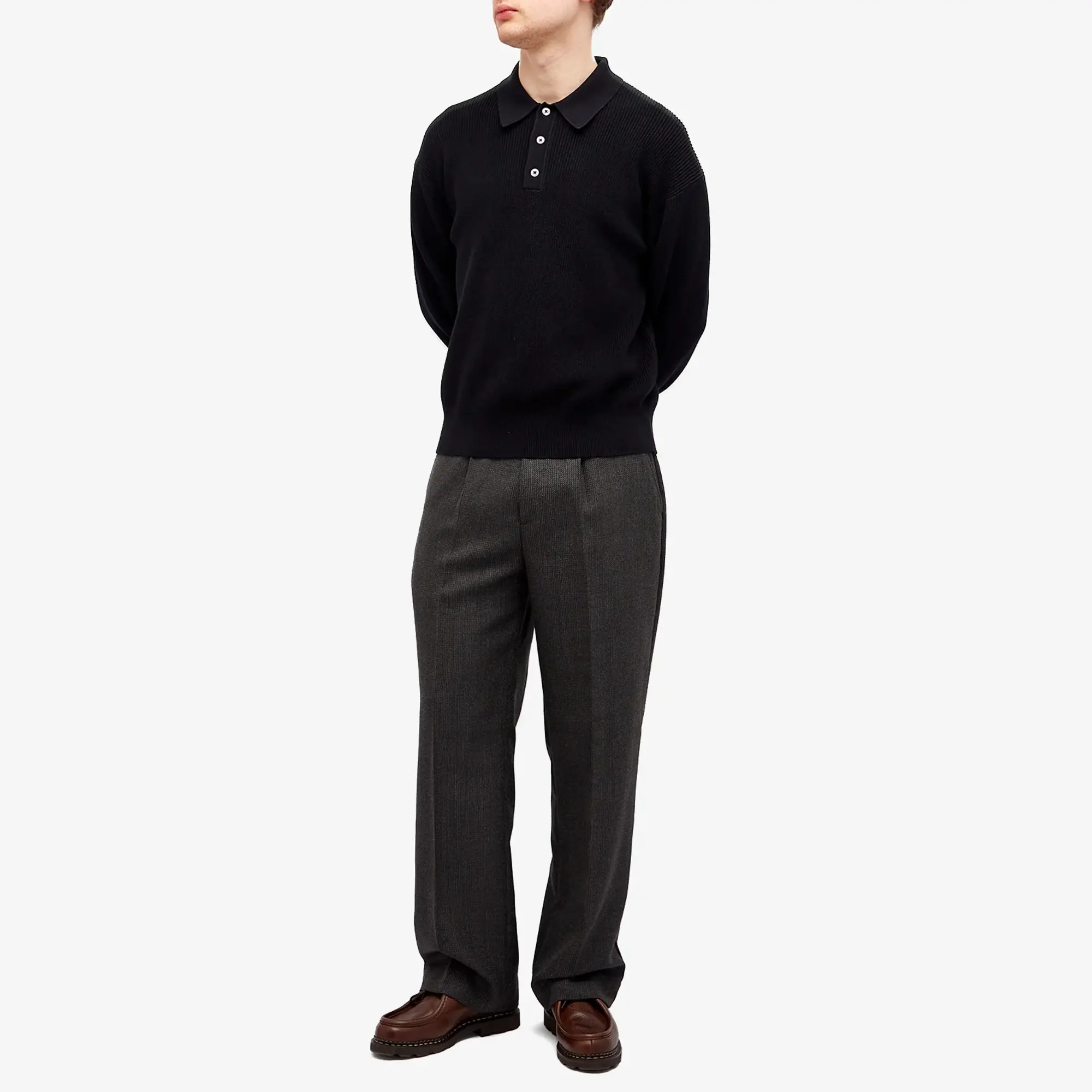 Studio Nicholson Men's Rib Polo Shirt Darkest Navy