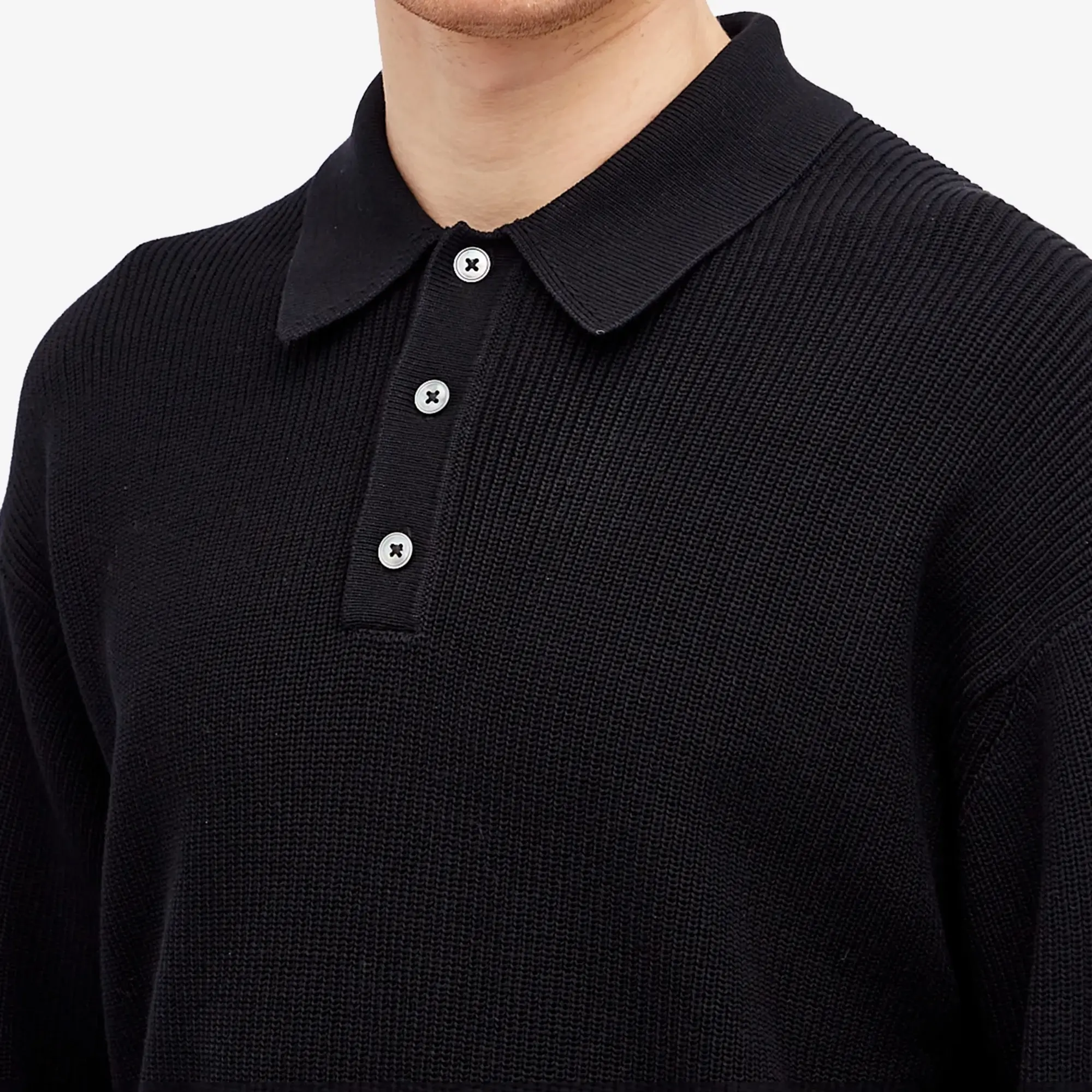 Studio Nicholson Men's Rib Polo Shirt Darkest Navy