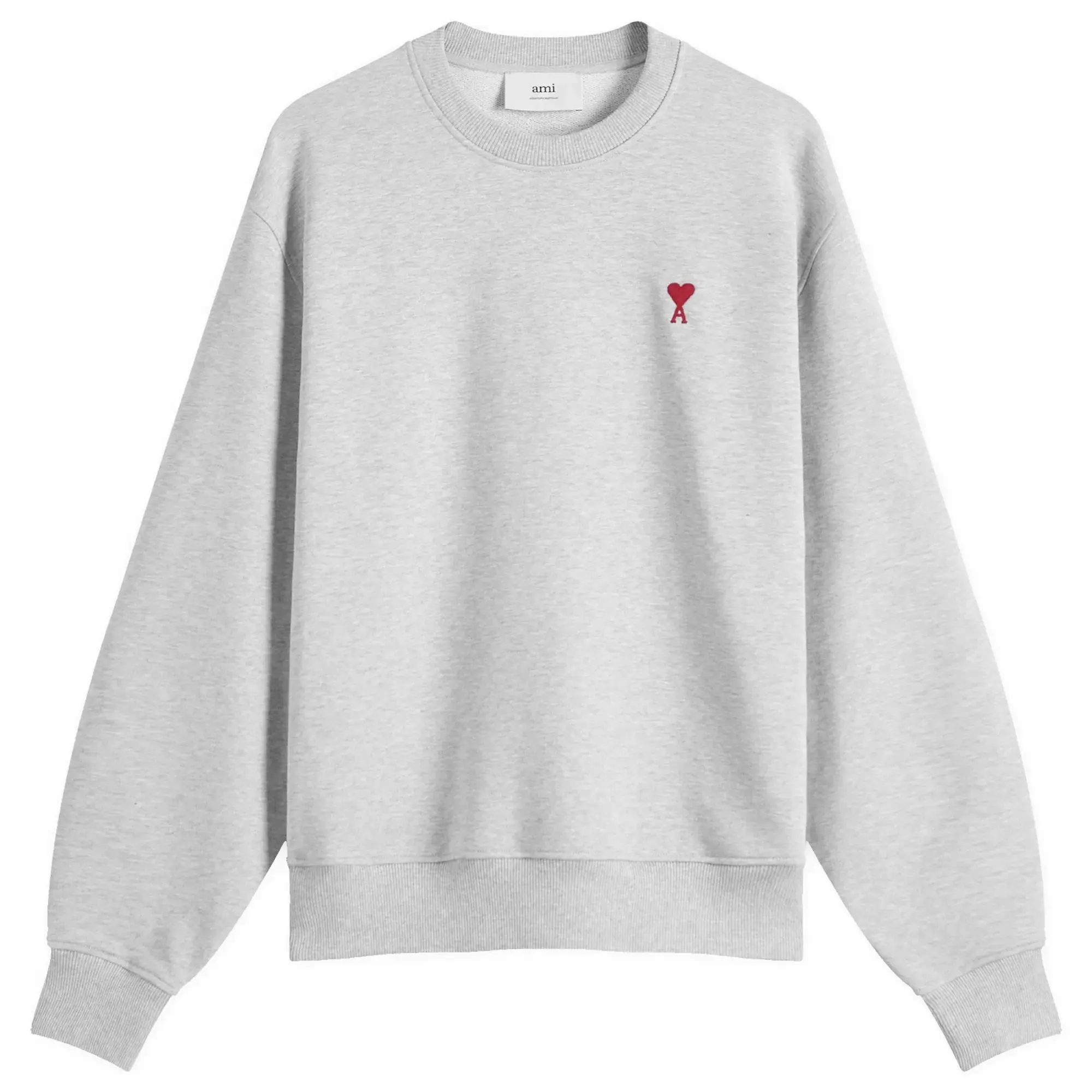 AMI Paris Men's Ami De Coeur Sweatshirt Heather Ash Grey