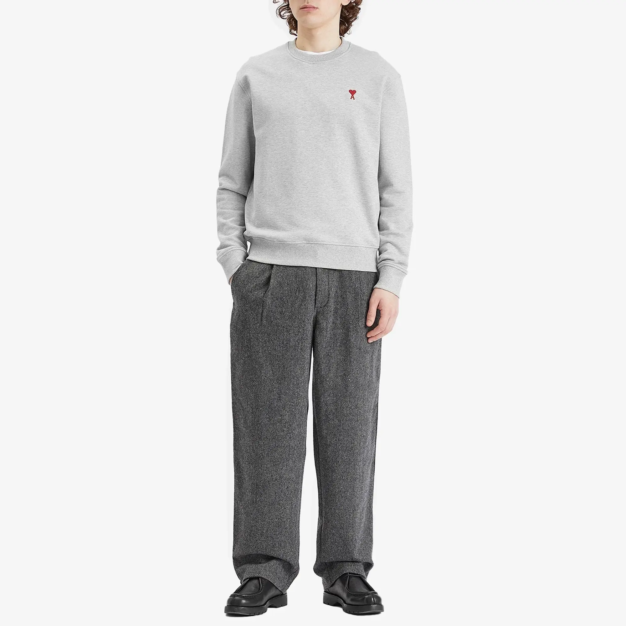 AMI Paris Men's Ami De Coeur Sweatshirt Heather Ash Grey
