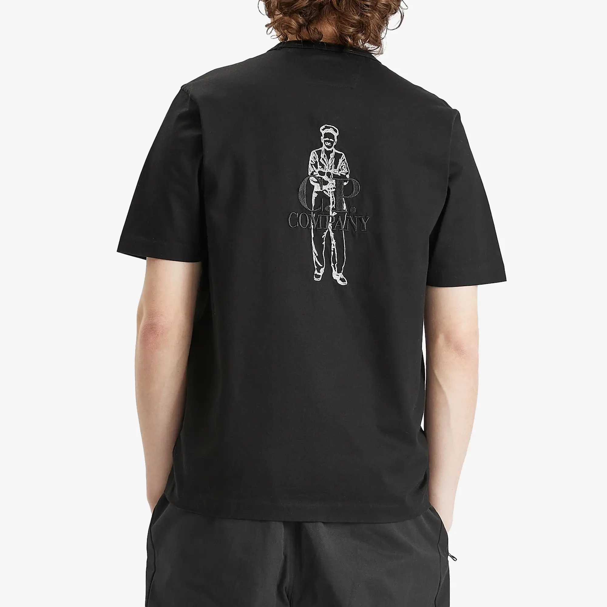 C.P. Company Men's 30/2 Embroidered Twisted British Sailor T-Shirt Black