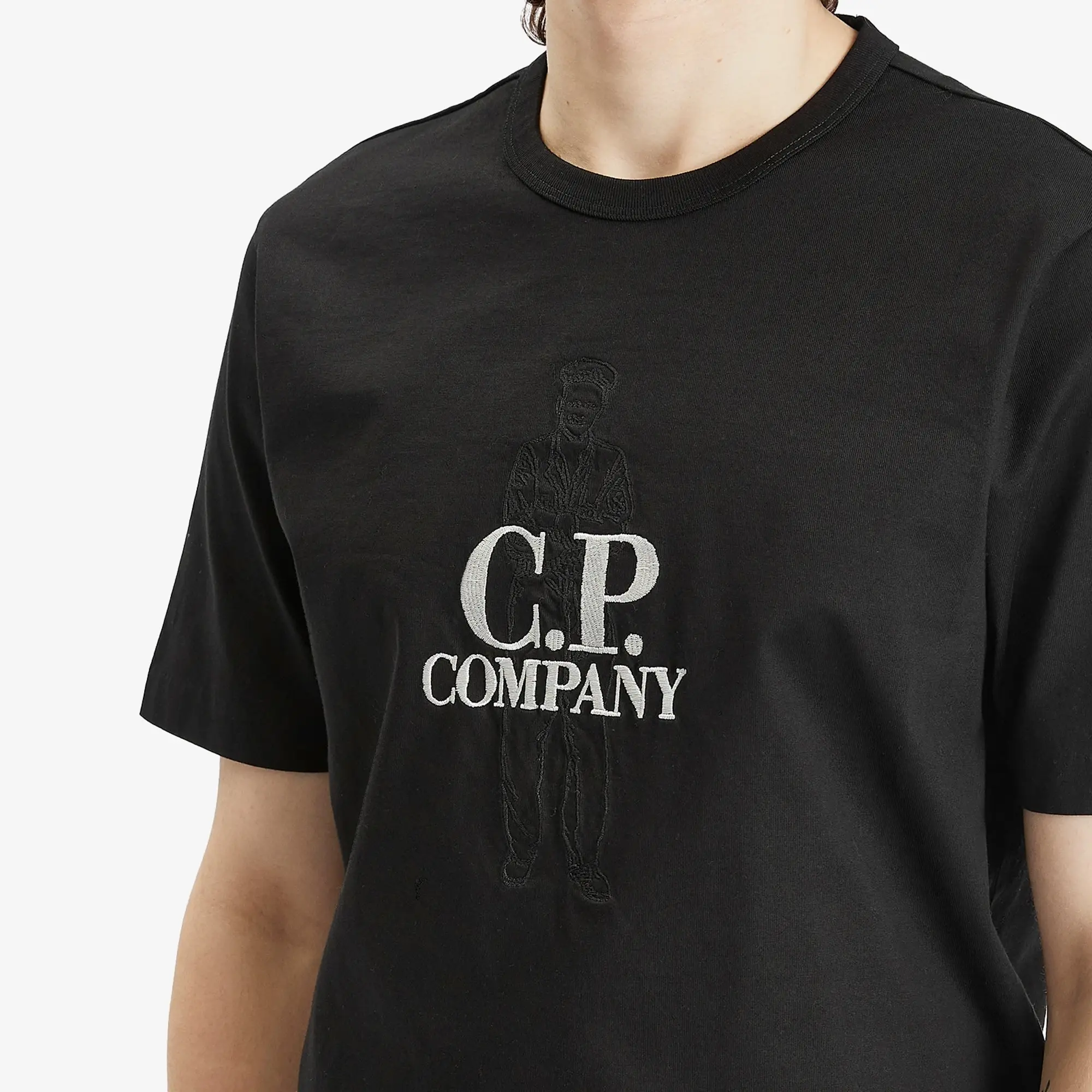 C.P. Company Men's 30/2 Embroidered Twisted British Sailor T-Shirt Black