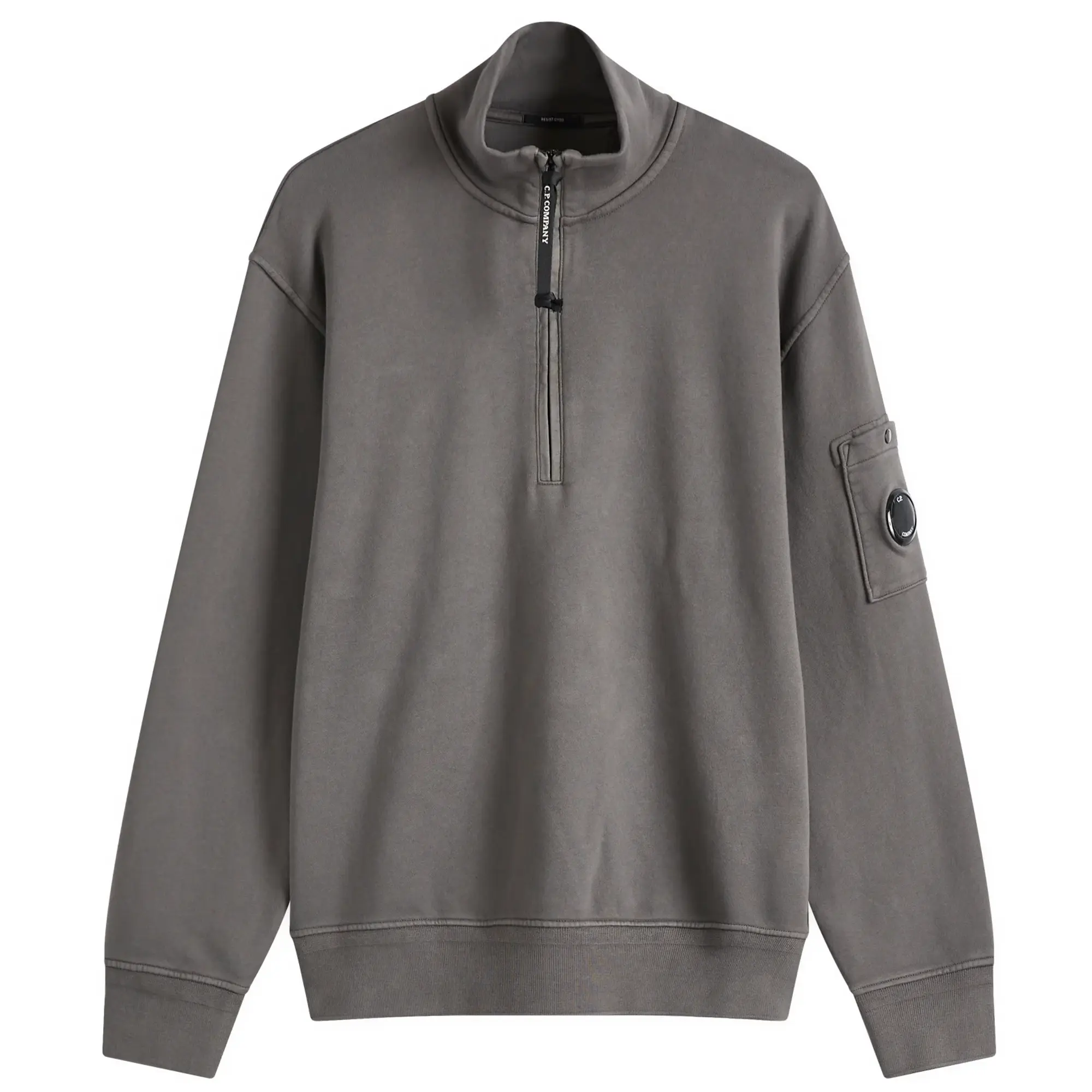 C.P. Company Men's Diagonal Fleece Resist Dyed Half Zip Sweatshirt Smoked Pearl