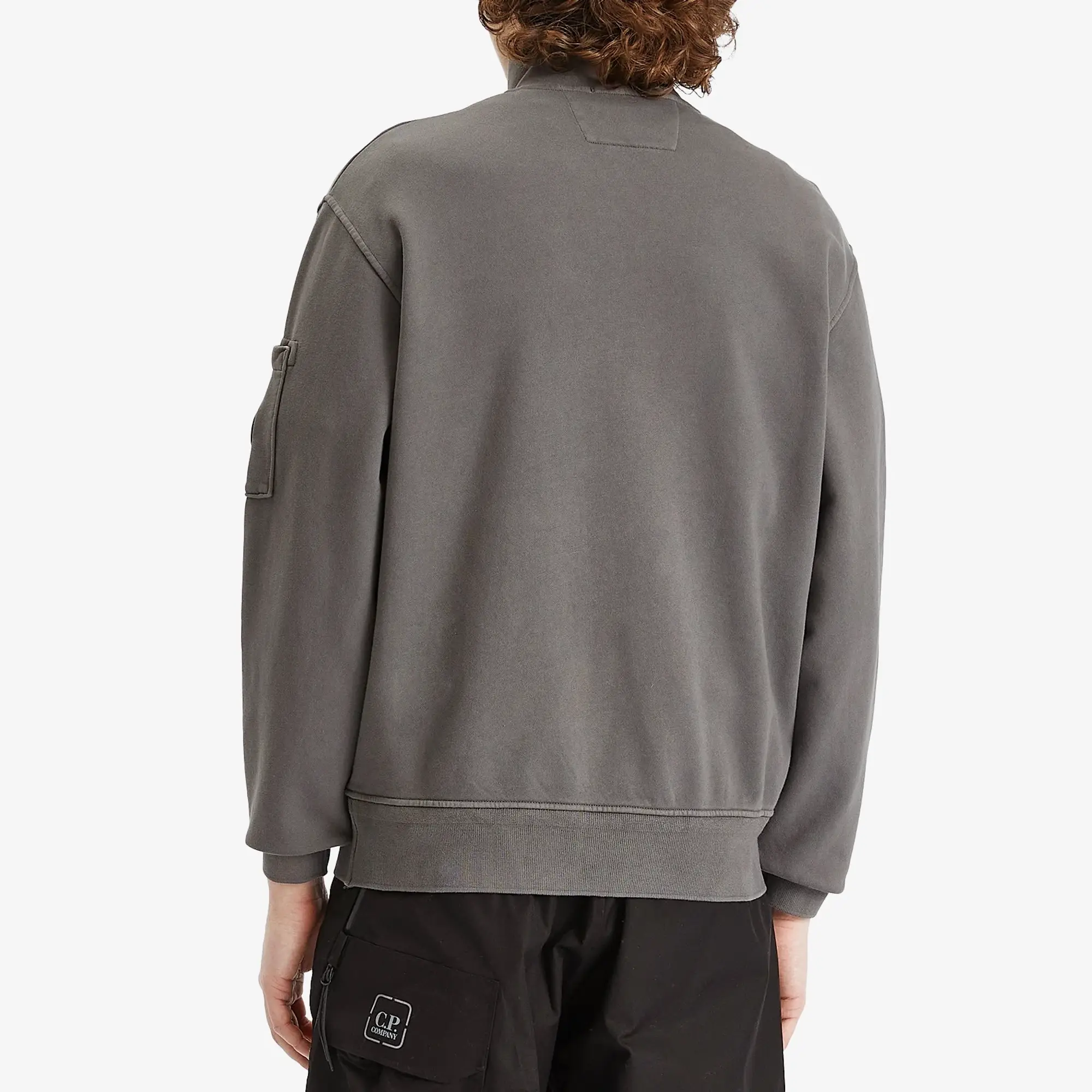 C.P. Company Men's Diagonal Fleece Resist Dyed Half Zip Sweatshirt Smoked Pearl