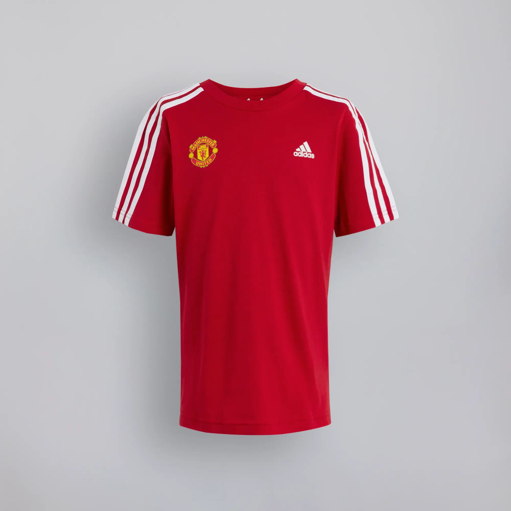 Manchester United x adidas Kids Essentials 3-Stripes Cotton T-Shirt Red