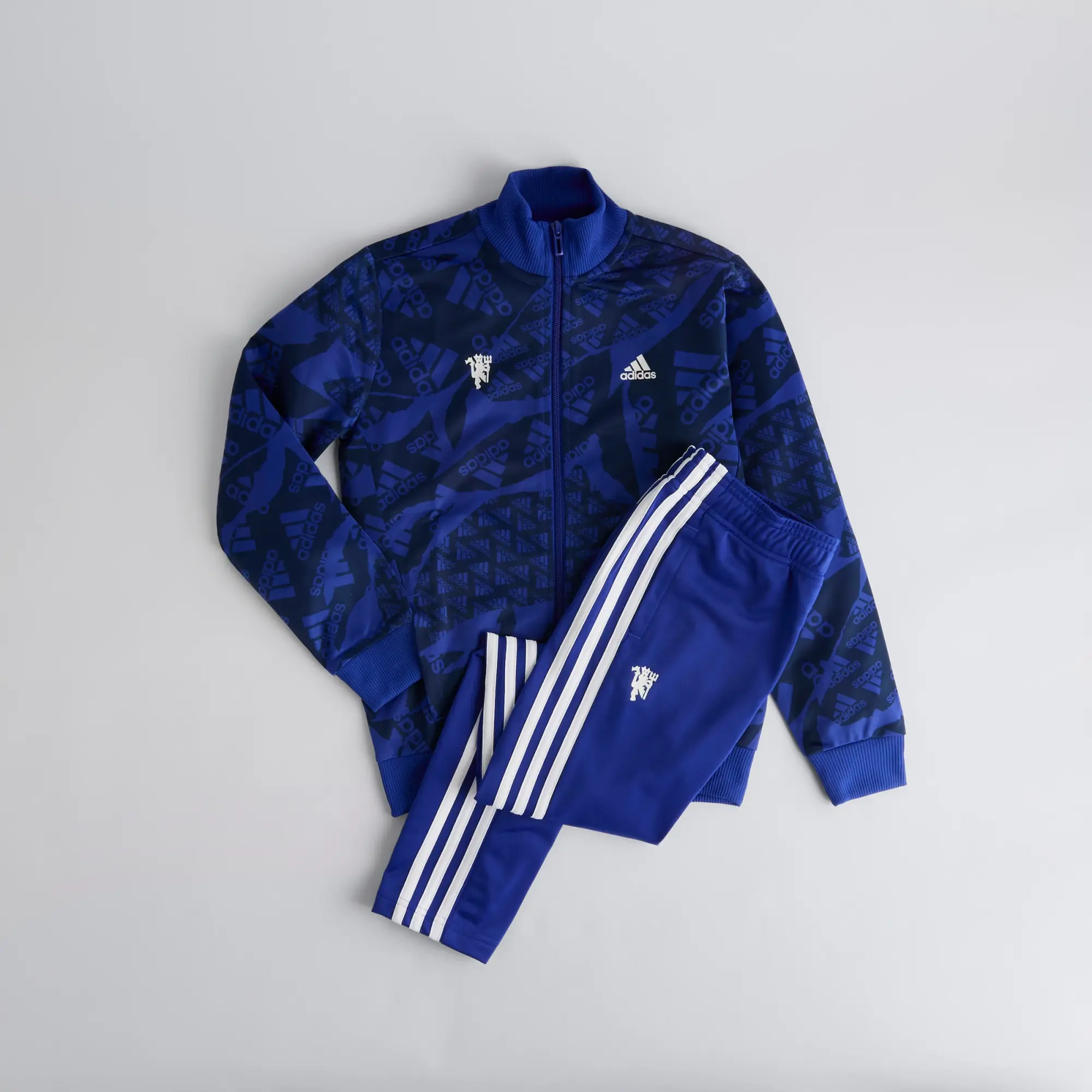 Manchester United x adidas Kids Camouflage Tracksuit Blue