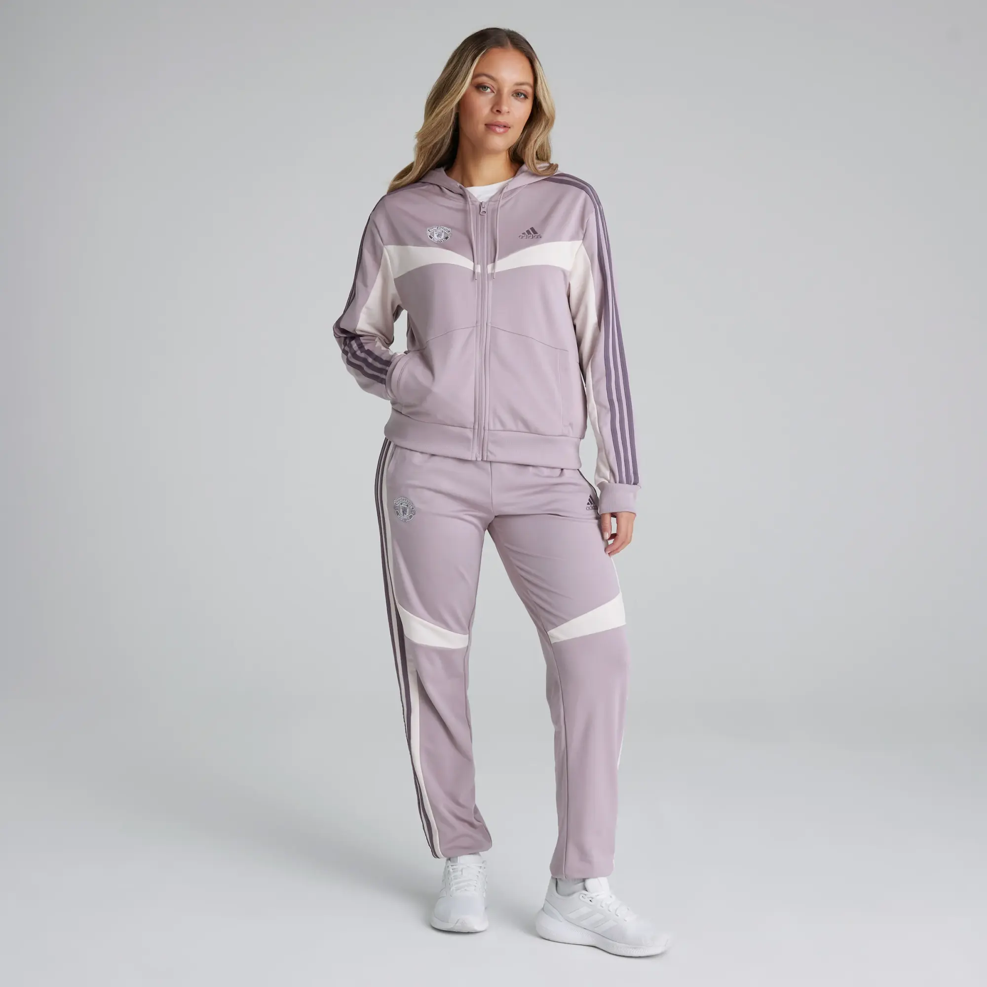 Manchester United x adidas Womens Essentials 3-Stipes Tracksuit Purple