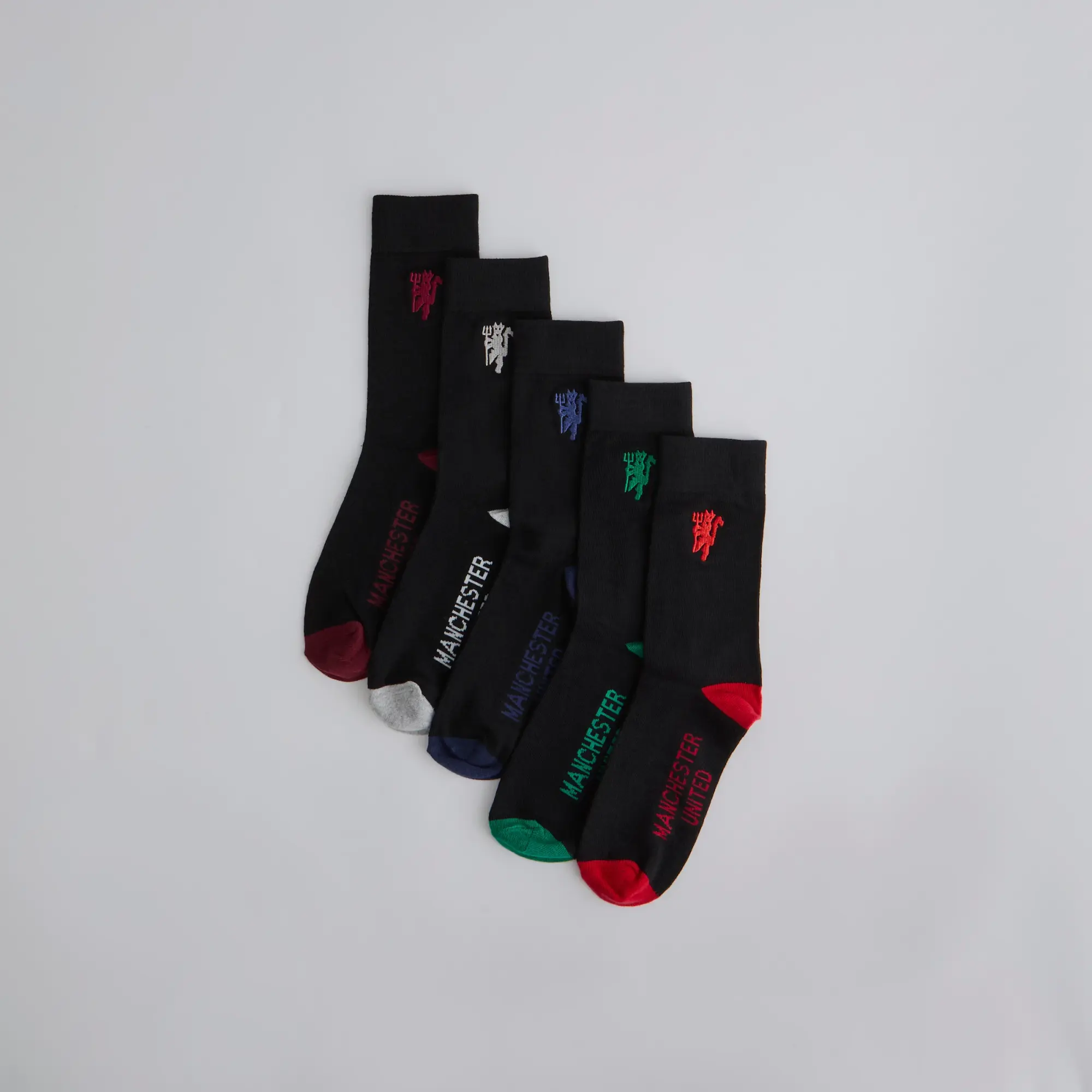 I-Tex Manchester United Devil Emblem Socks 5 Pack Black