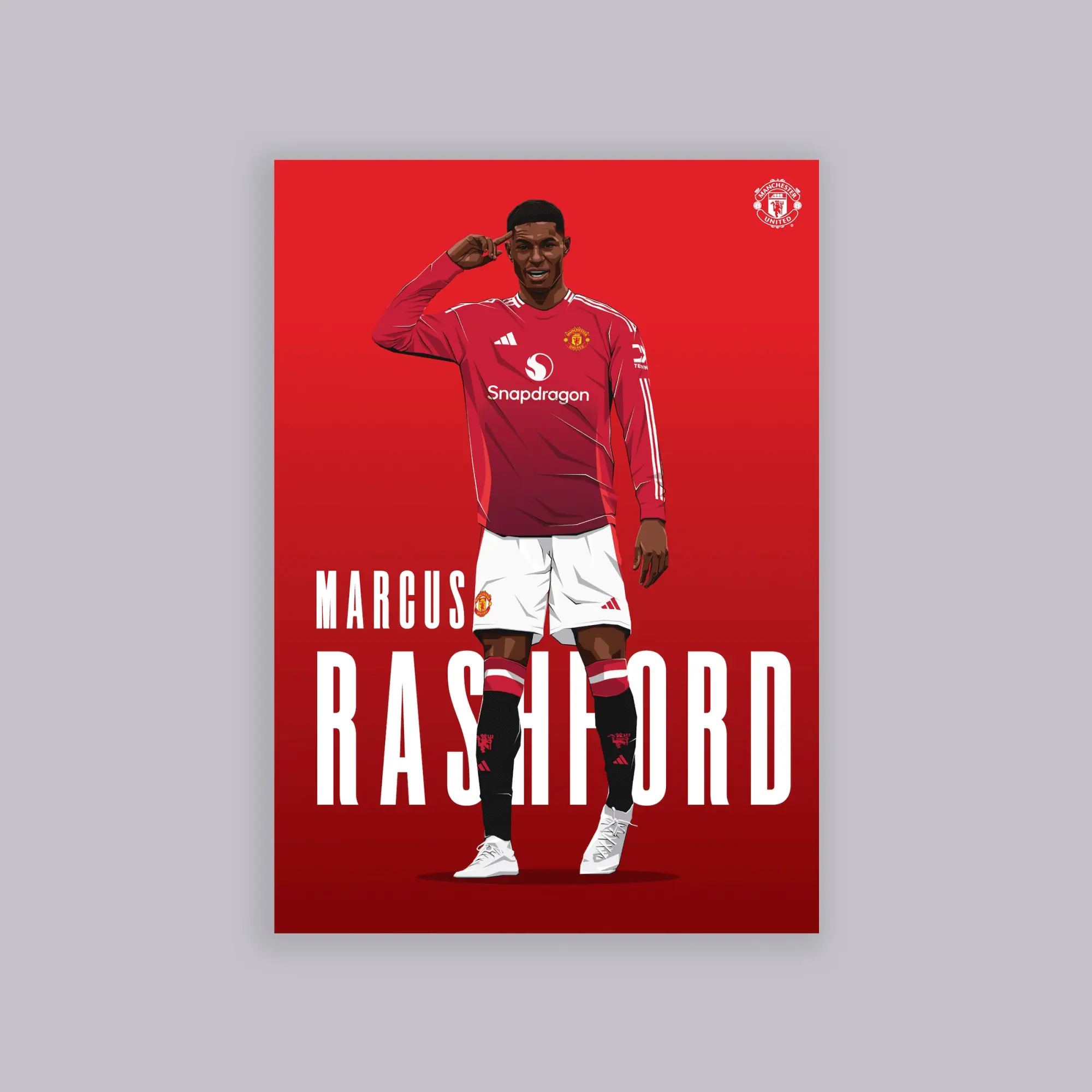 WUNDUR Manchester United Rashford Illustrated A2 Poster Red