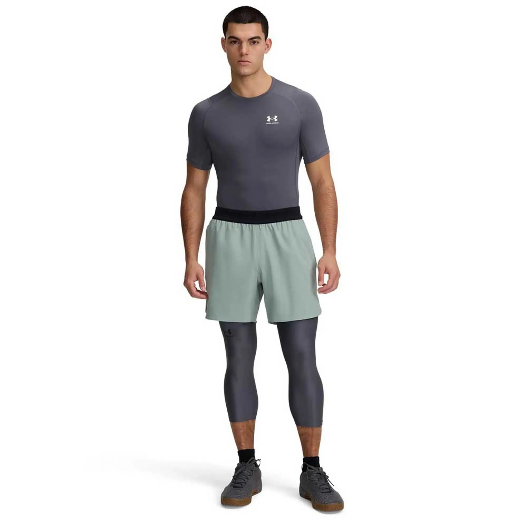 Under Armour Men's HeatGear® ¾ Leggings Castlerock / Black XXL