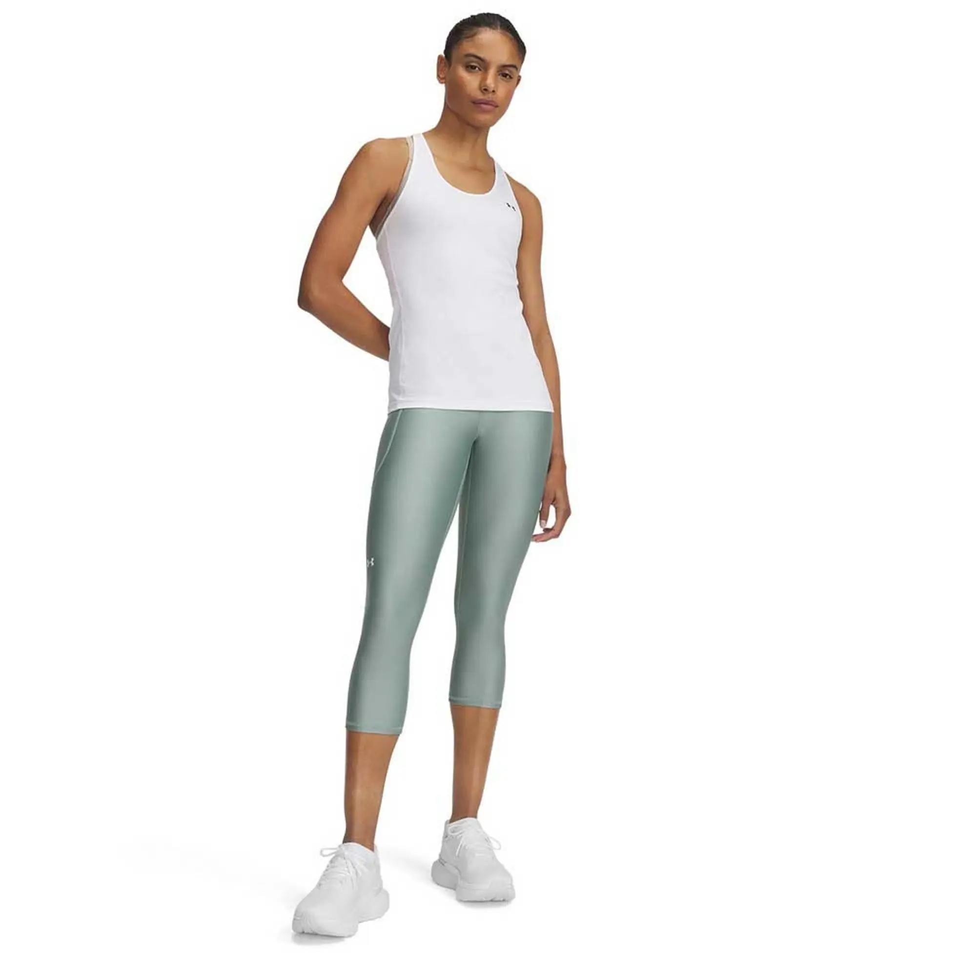 Women's  Under Armour  Tech Capris Silica Green / White XXL