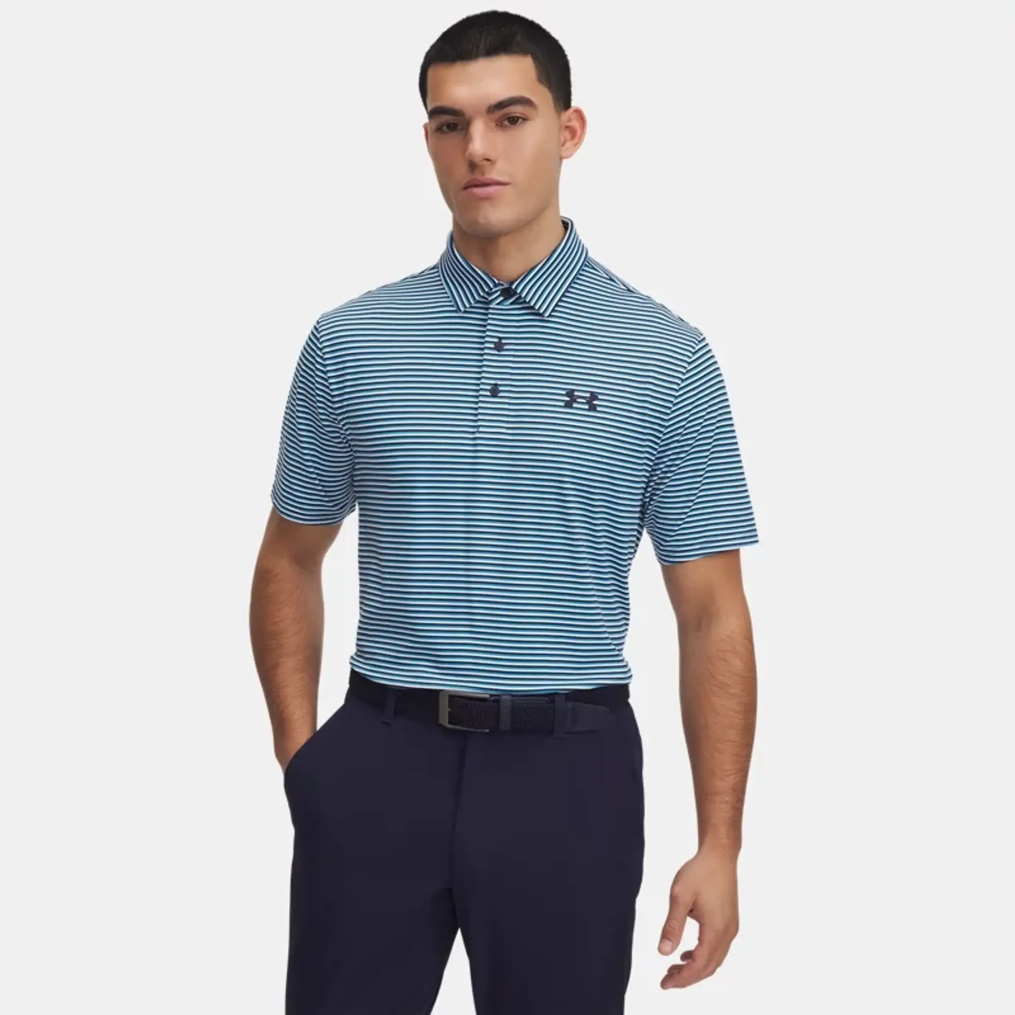 Men's  Under Armour  Playoff 3.0 Stripe Polo Ether Blue / Midnight Navy / Midnight Navy XXL