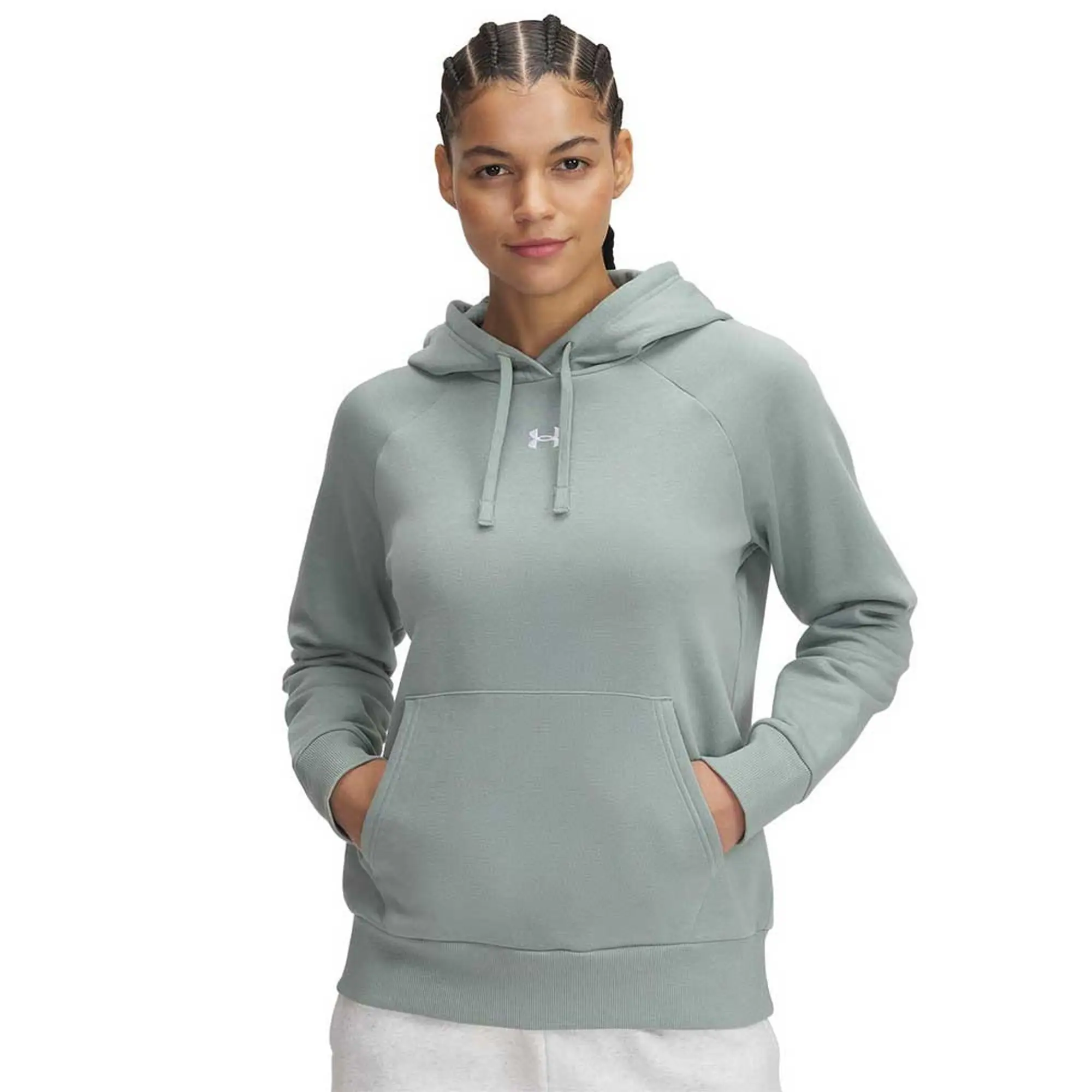 Women's  Under Armour  Rival Fleece Hoodie Silica Green / White XS