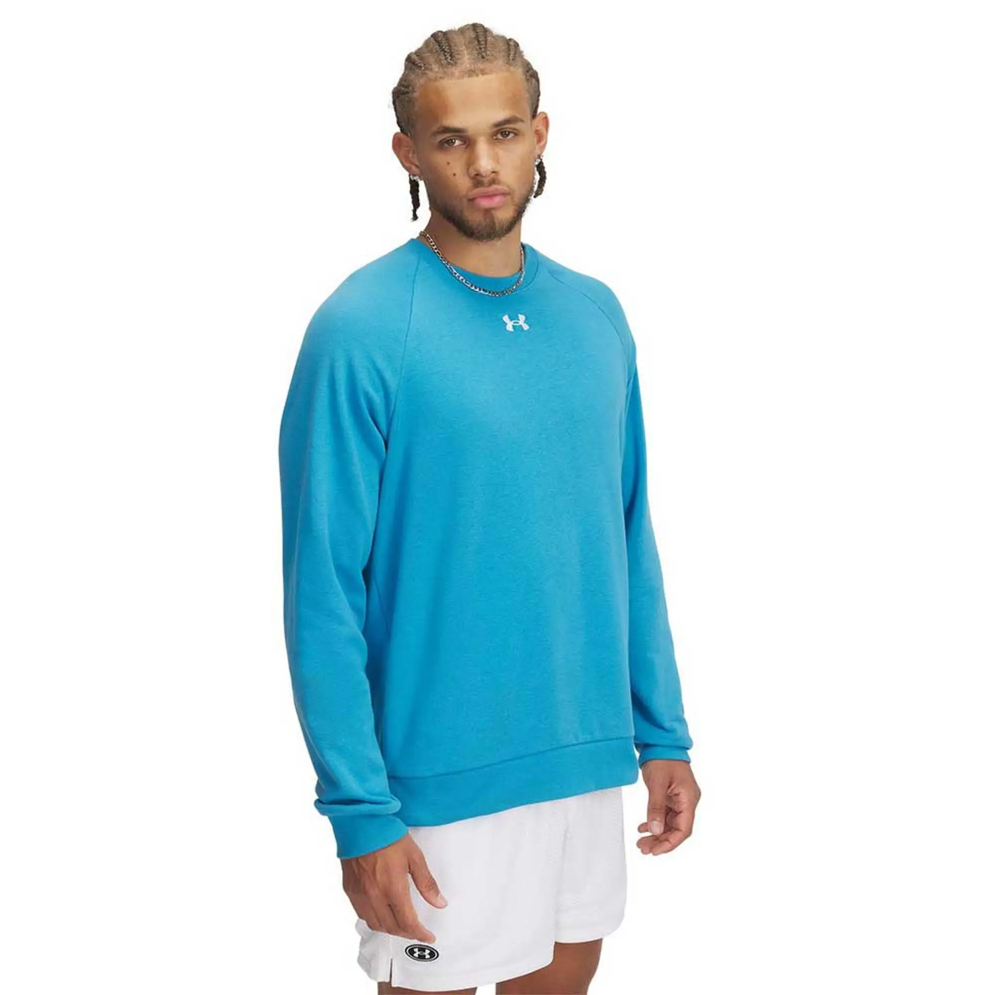 Men's  Under Armour  Rival Fleece Crew Ether Blue / White XXL