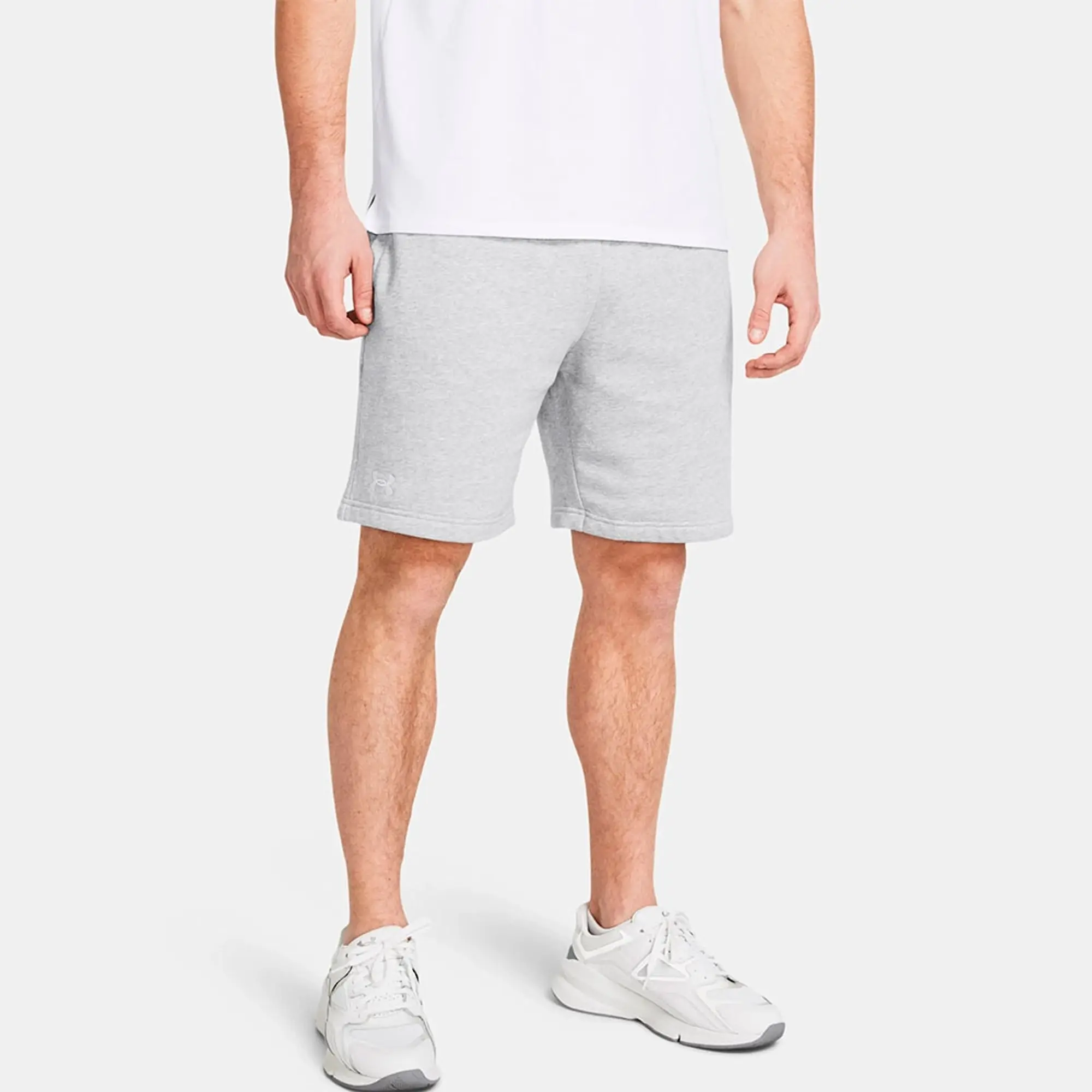 Men's  Under Armour  Rival Fleece Shorts Mod Gray Light Heather / White L