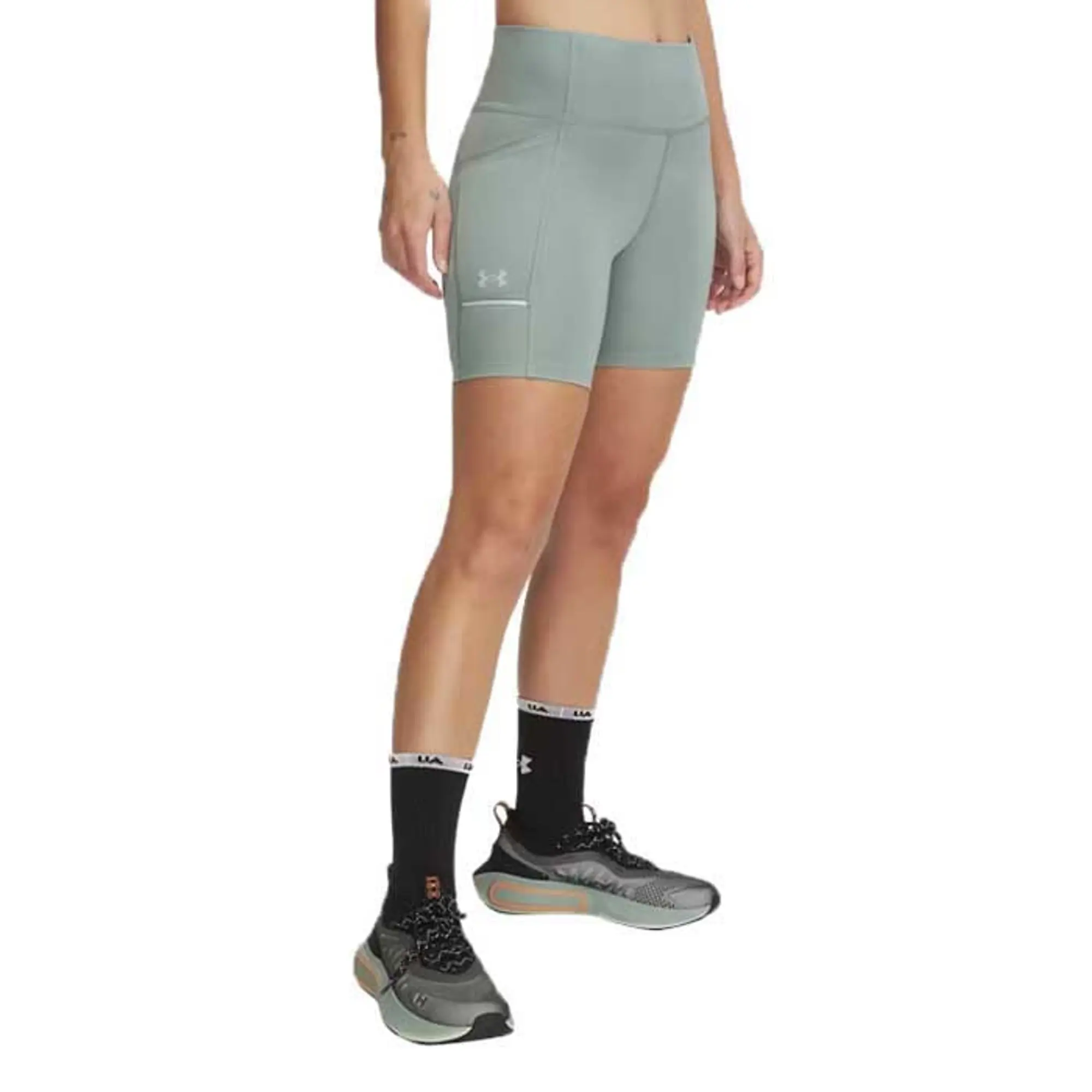 Women's  Under Armour  Launch 6 Shorts Silica Green / Reflective XS