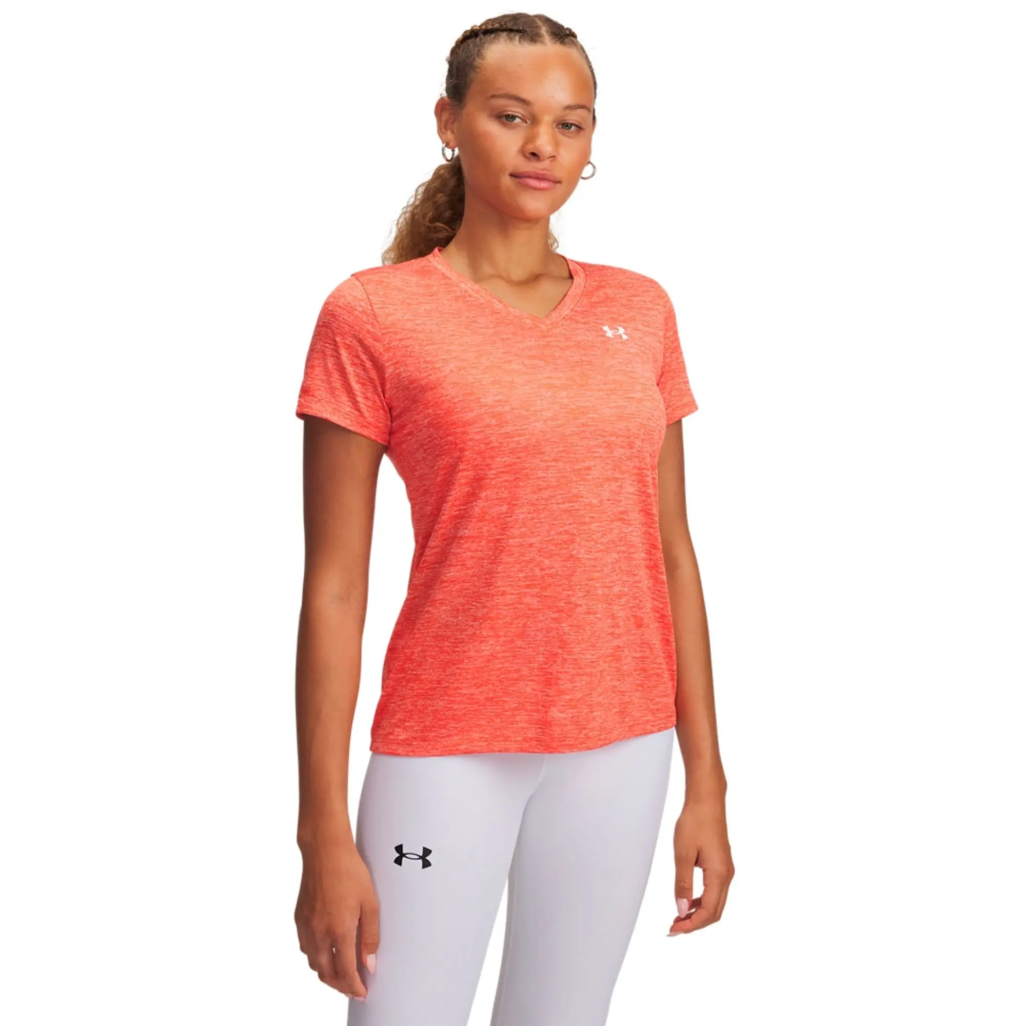 Women's  Under Armour  Tech™ Twist V-Neck Short Sleeve Fire / White XS