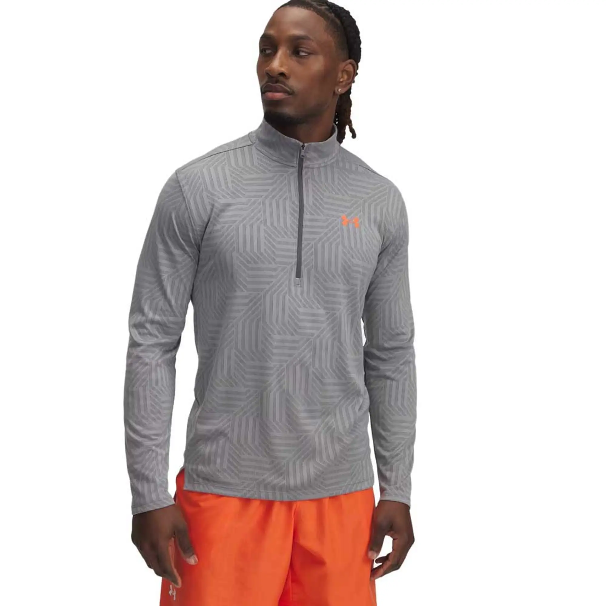 Men's  Under Armour  Tech™ Vent Geotessa ½ Zip Steel / Castlerock / Fire XS