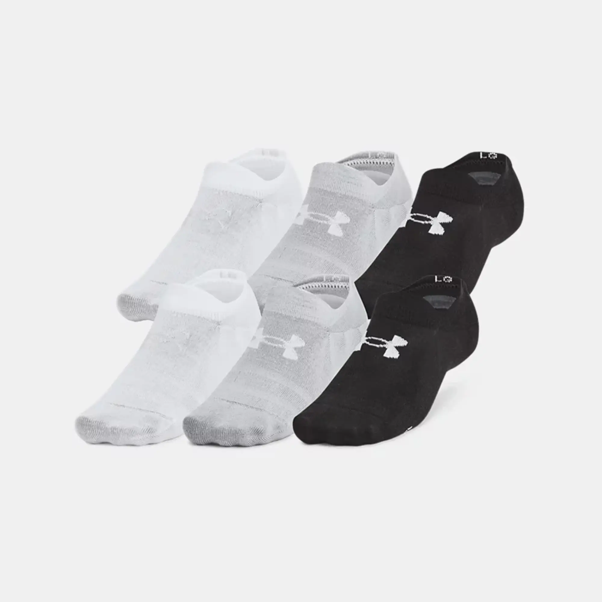 Unisex  Under Armour  Essential 6-Pack Ultra Low Socks Black / Black / Halo Gray M