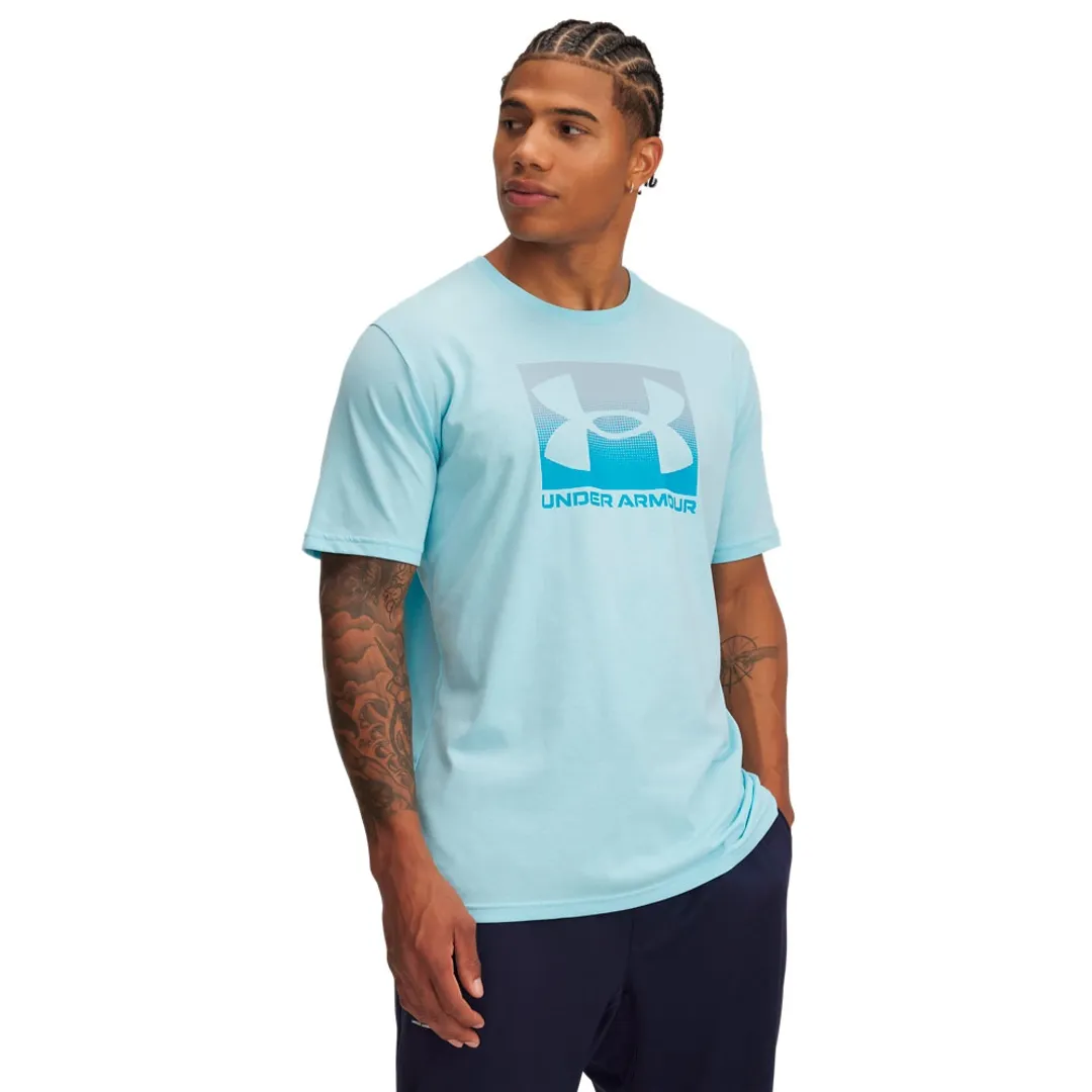 Under Armour Box Logo T-Shirt - Blue - Mens | 1386793-494 | FOOTY.COM