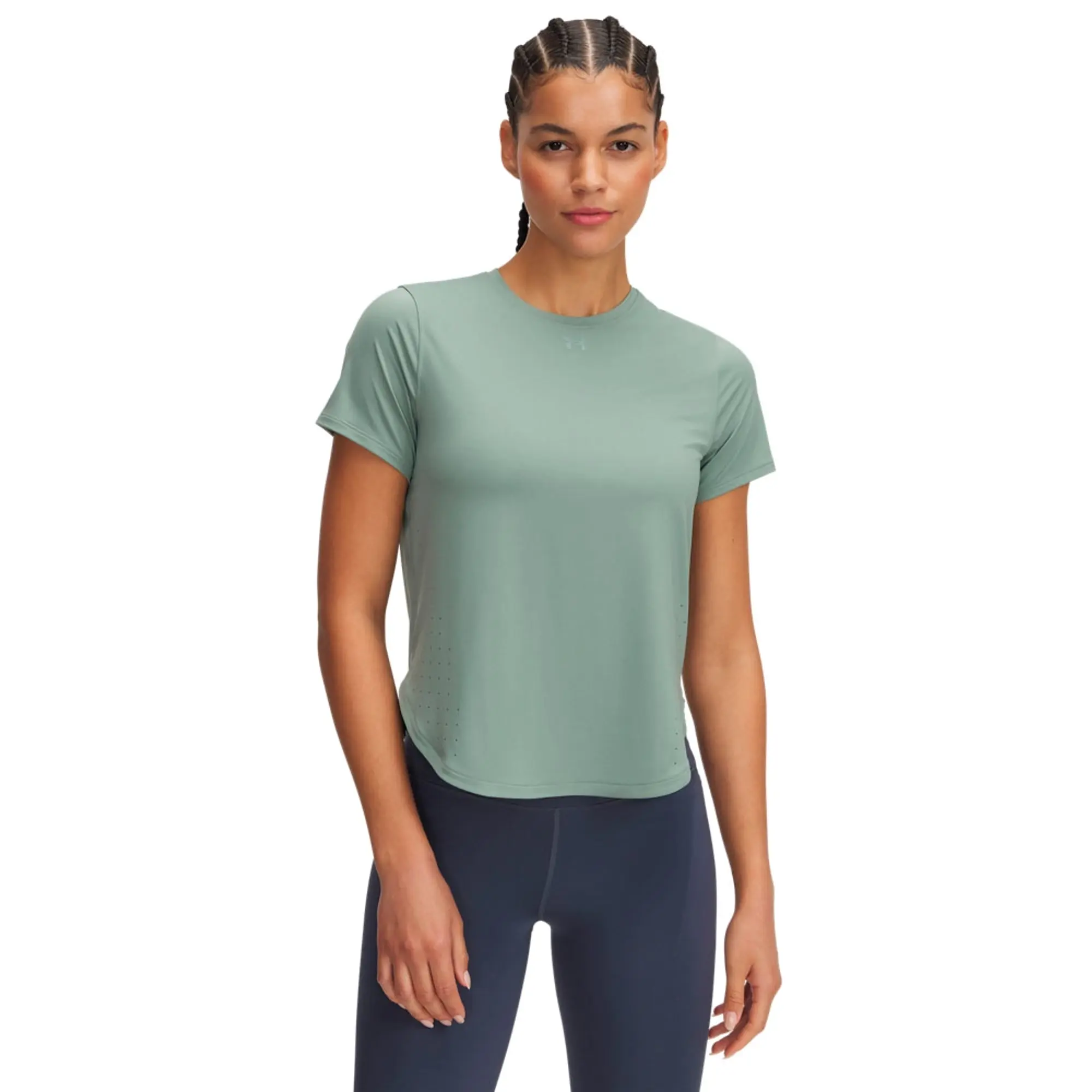 Women's  Under Armour  Launch Elite Short Sleeve Silica Green / Reflective XS