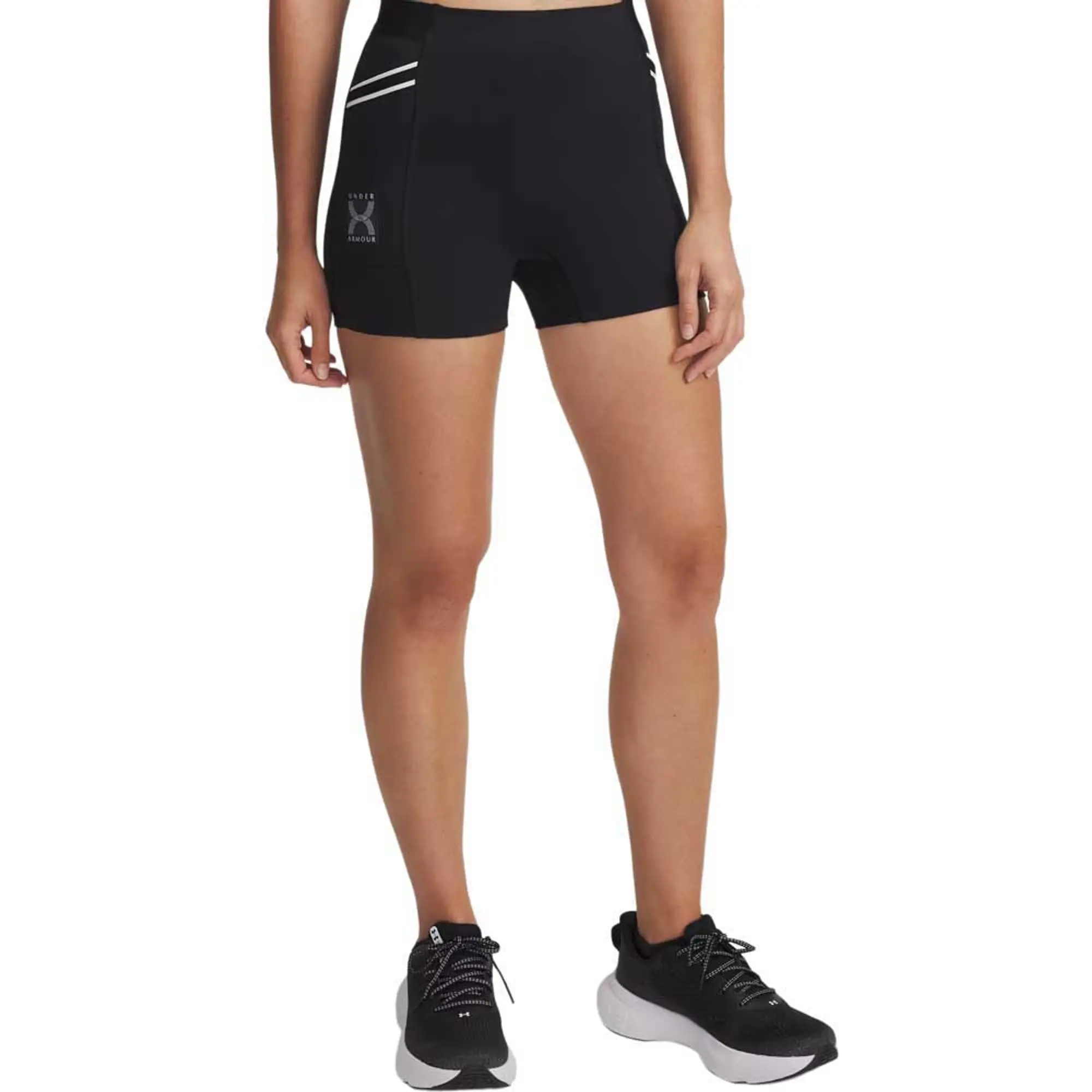 Women's  Under Armour  Run 96 Shorts Black / White Quartz / Anthracite XS