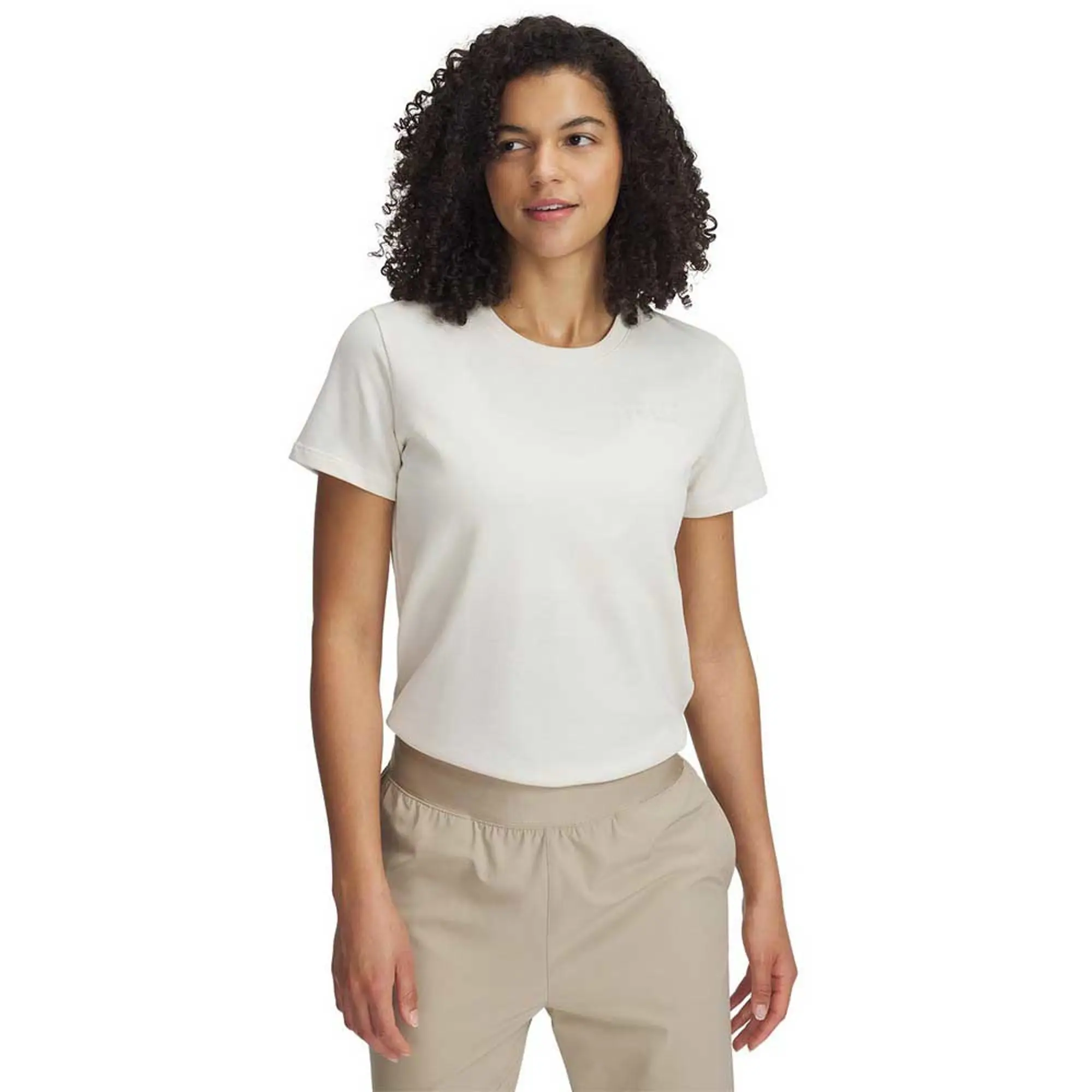 Women's  Under Armour  Heavyweight Branded Short Sleeve Stone / Stone XS