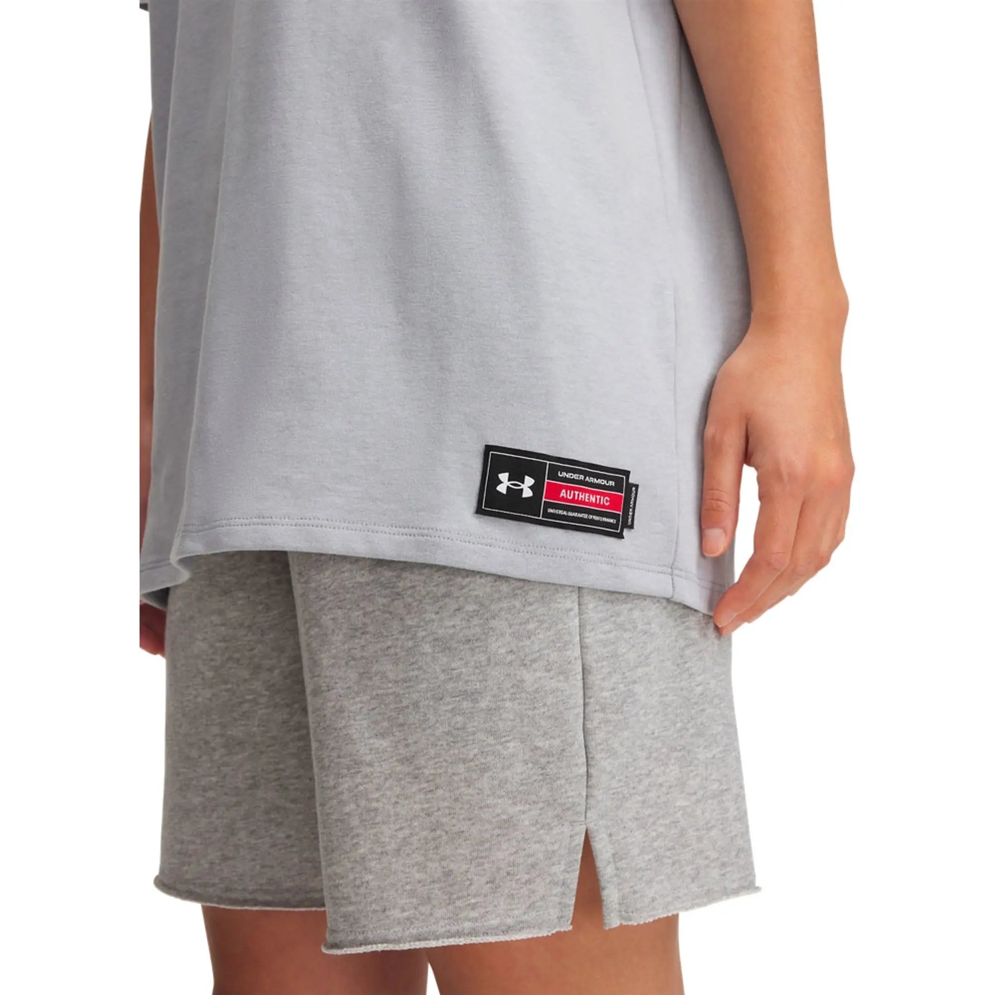 Women's  Under Armour  Heavyweight Oversized 96 Short Sleeve Mod Gray Light Heather / Steel / White XS