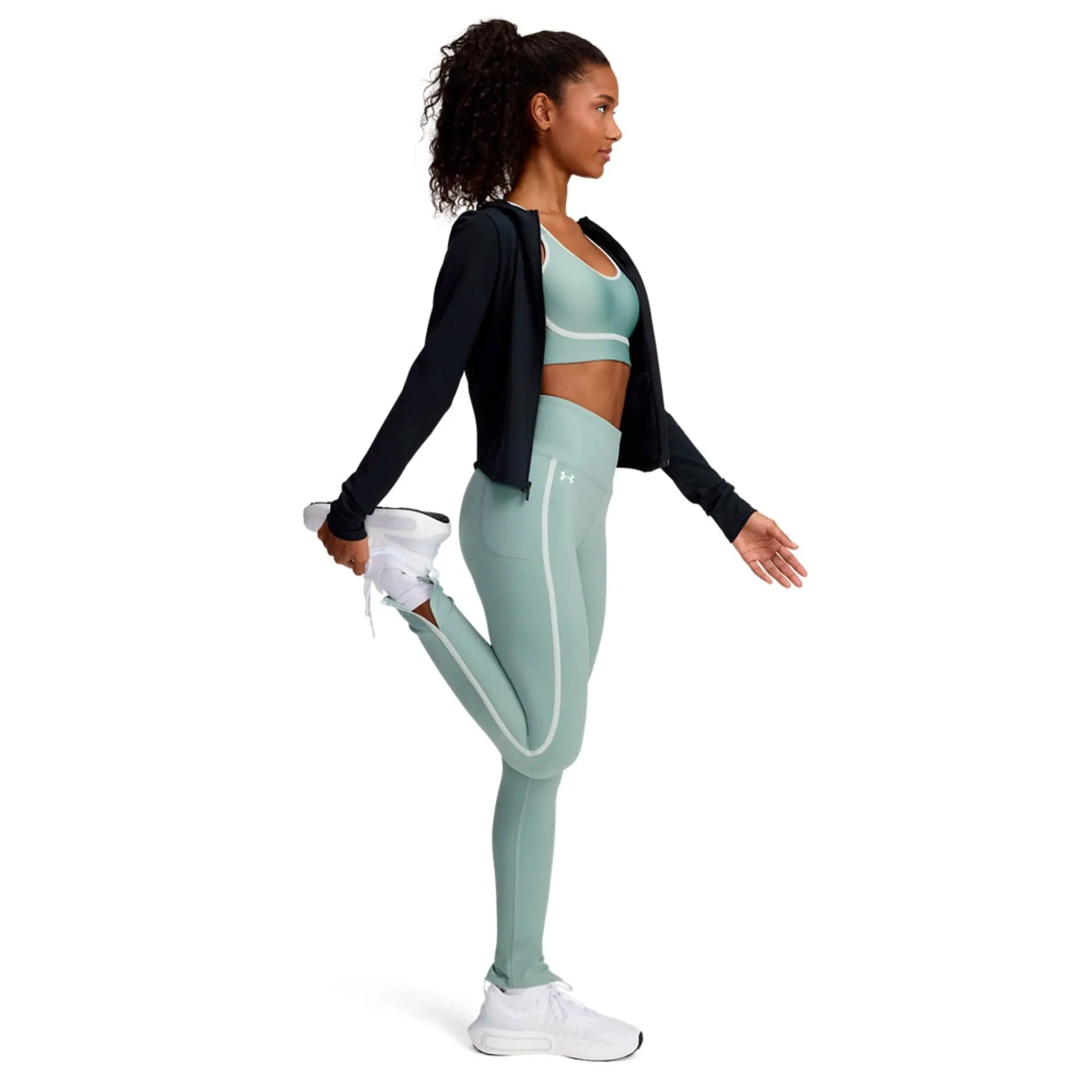 Women's  Under Armour  Motion Piped Leggings Silica Green / Hydro Green / White XS