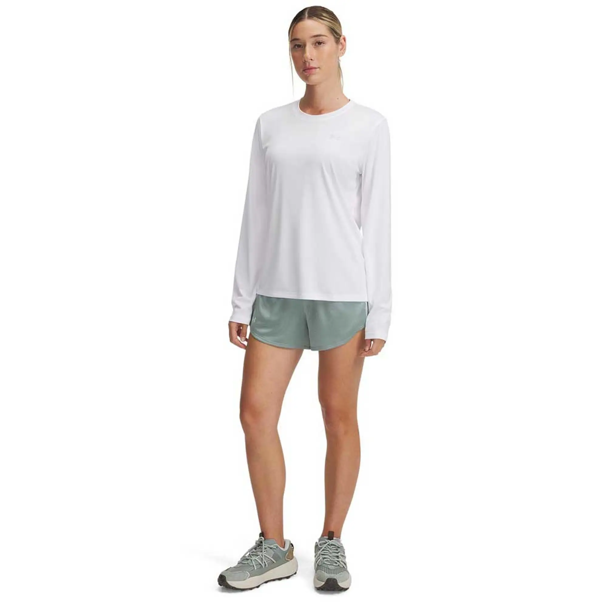 Women's  Under Armour  Tech™ Play Up Shine Shorts Silica Green / Hydro Green XXL