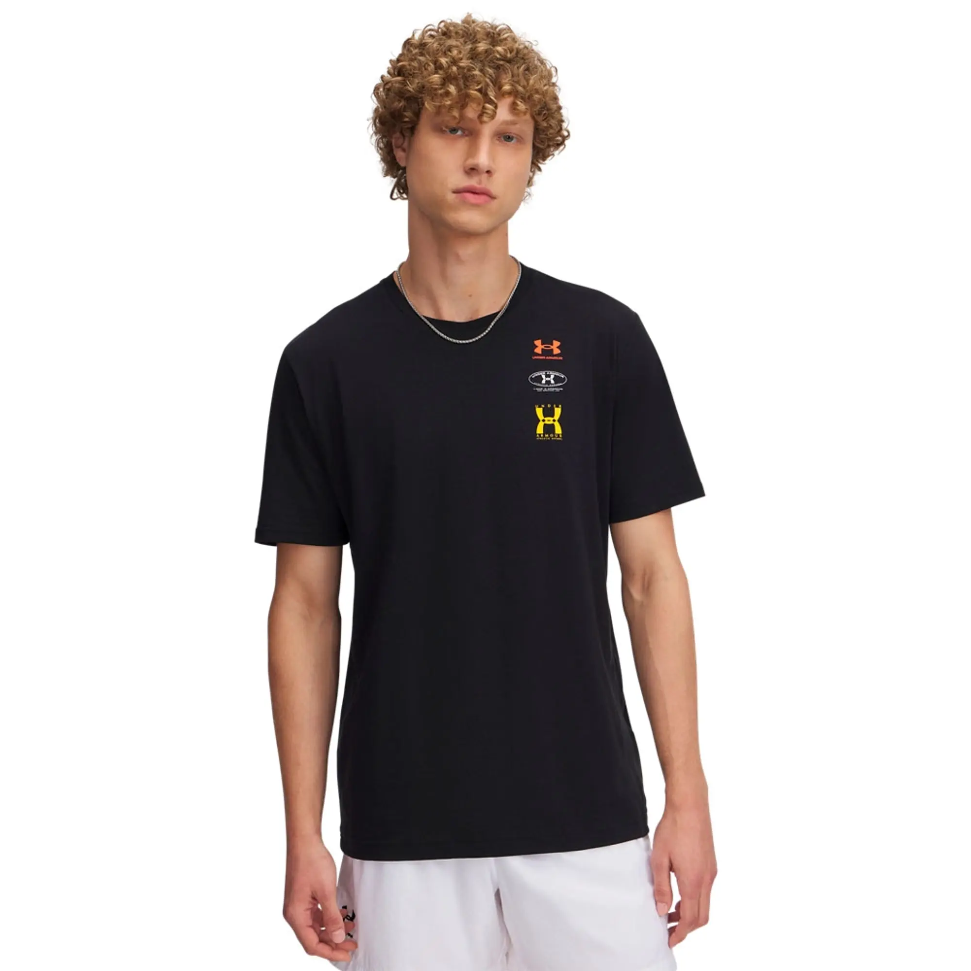 Men's  Under Armour  EVOL Logo Short Sleeve Black / White / Campus Gold XXL