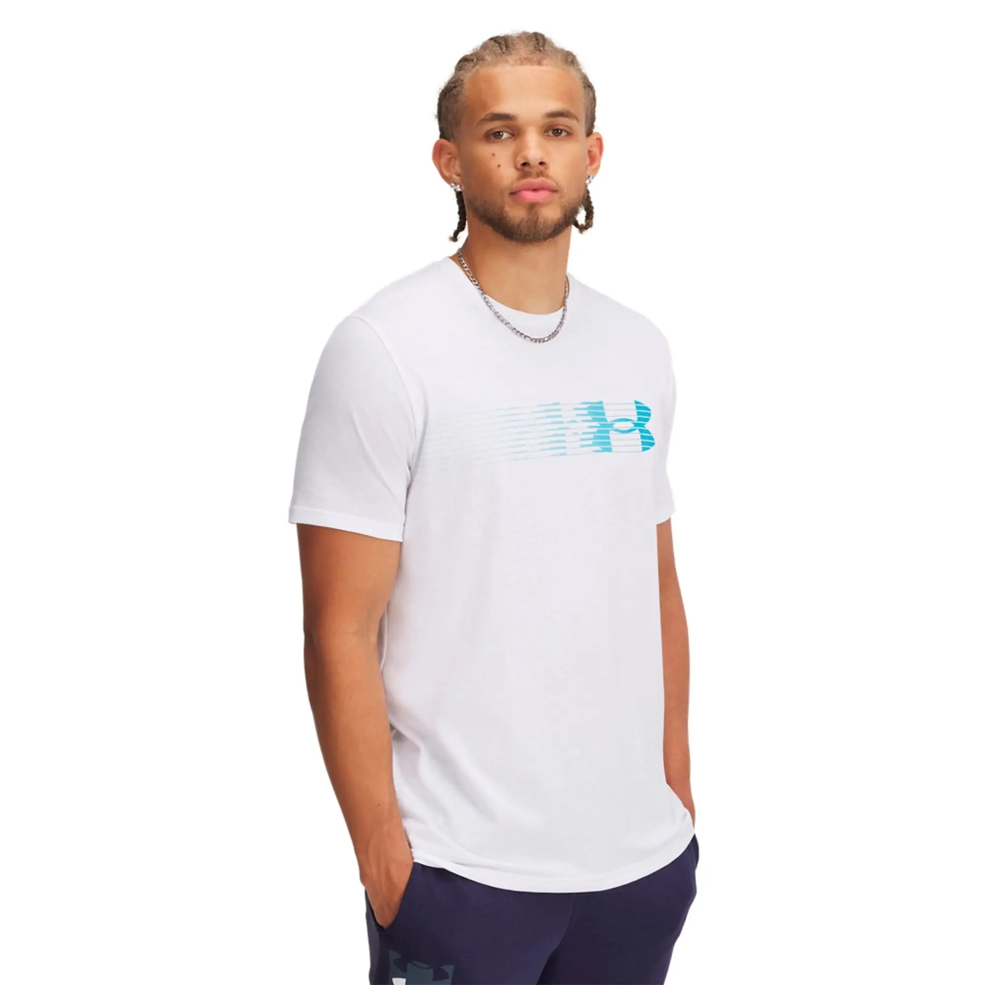 Men's  Under Armour  Fly In Logo Short Sleeve White / Ether Blue XL