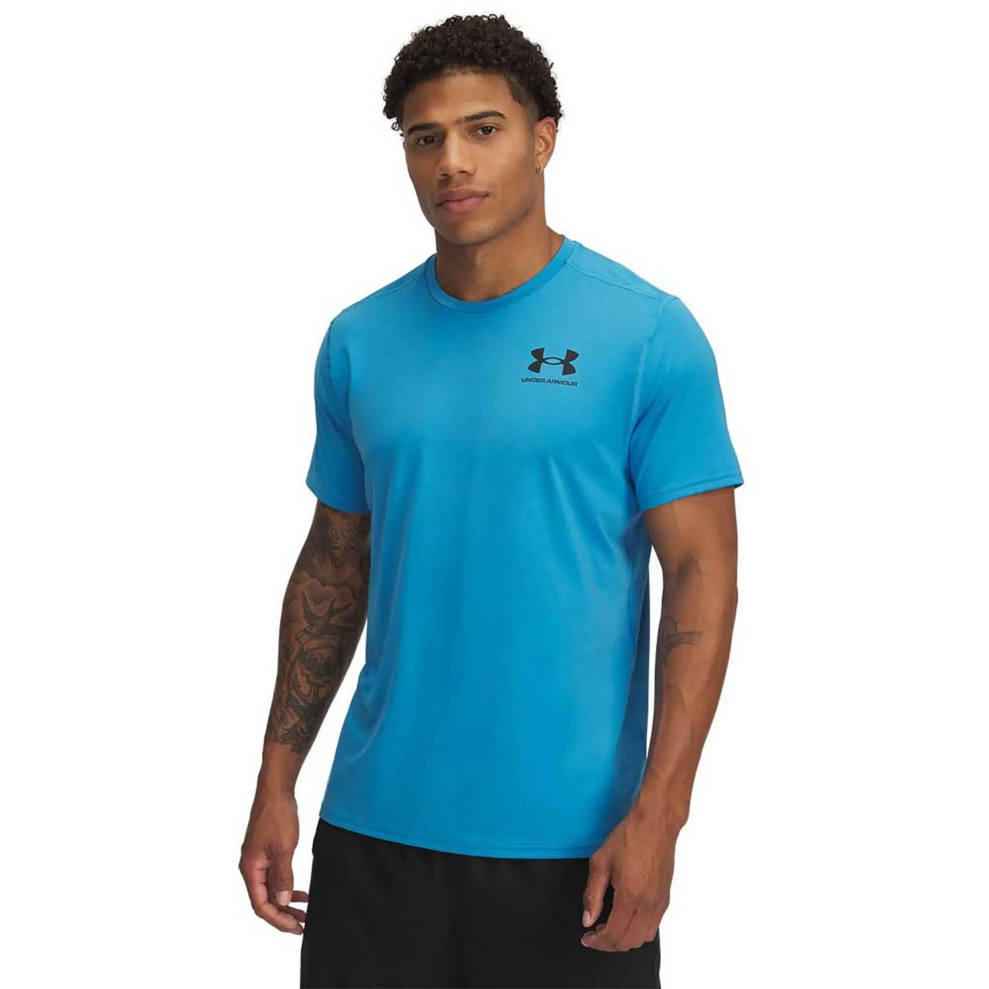 Under Armour Men's HeatGear® Fitted Short Sleeve Ether Blue / Black XXL