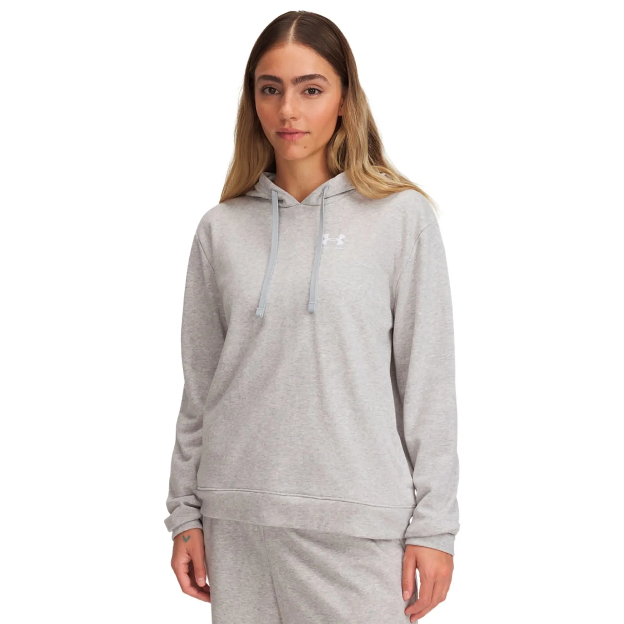 Women's  Under Armour  Rival Terry Hoodie Mod Gray Light Heather / White XS