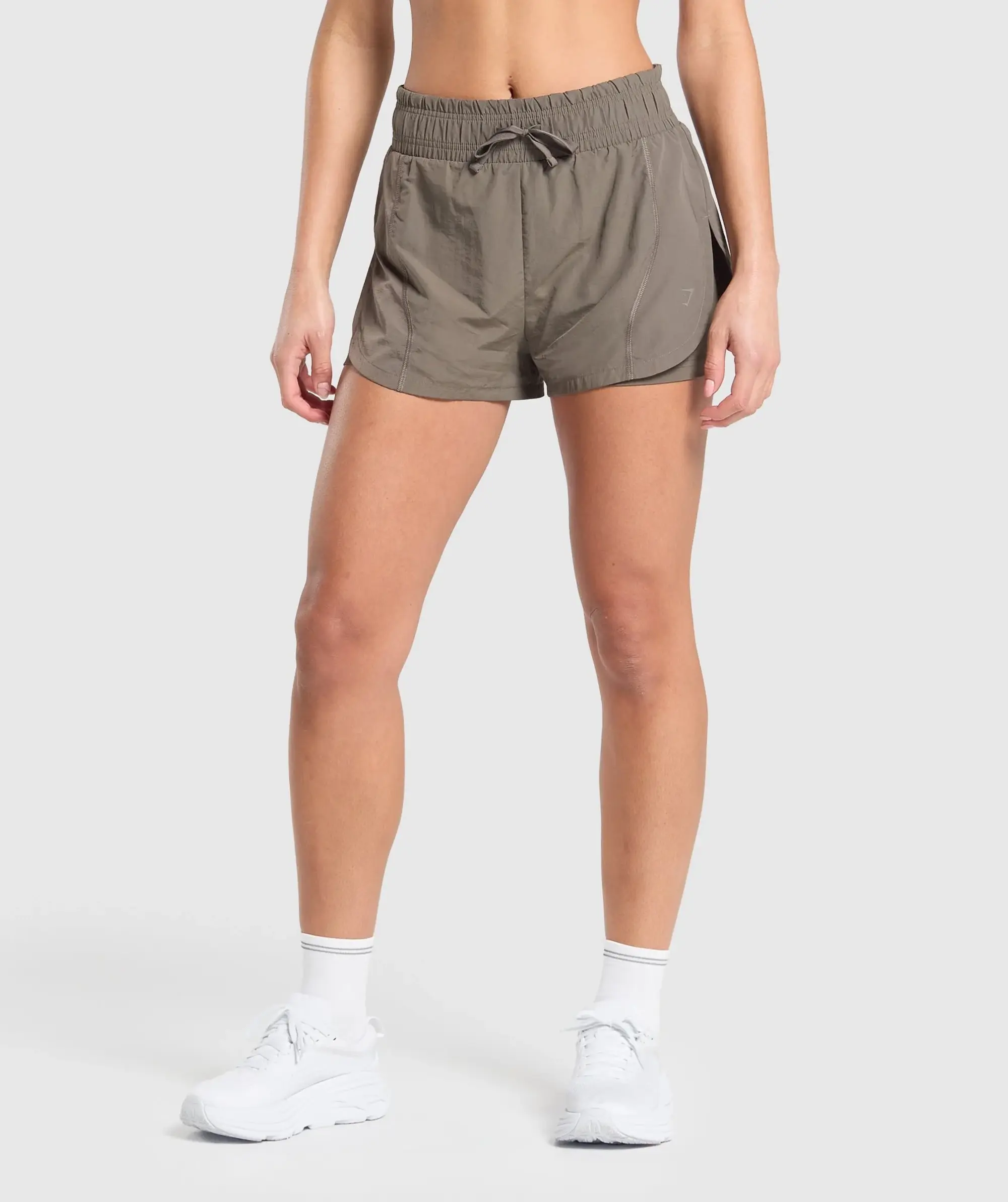 Gymshark Running 2 in 1 Woven Shorts - Camo Brown