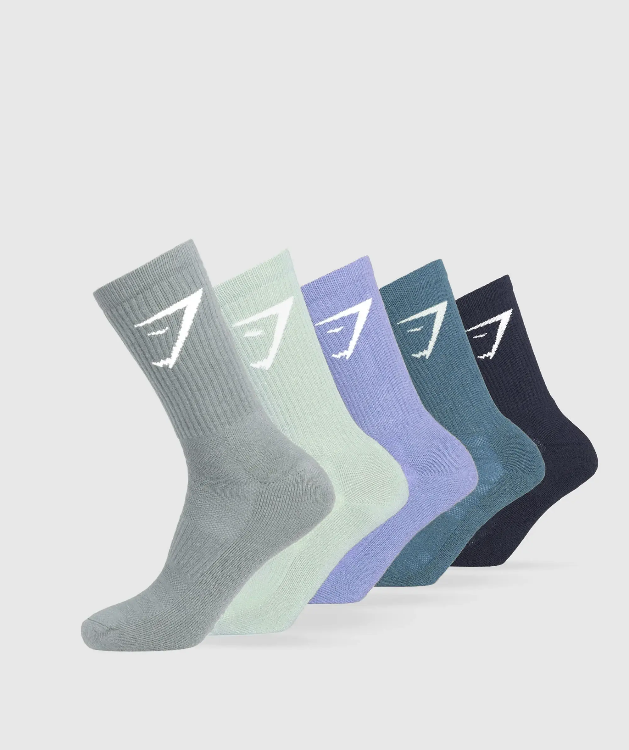 Gymshark Crew Socks 5pk - Cool Blue/Iron Blue/Heavy Blue/Cargo Blue/Lift Blue