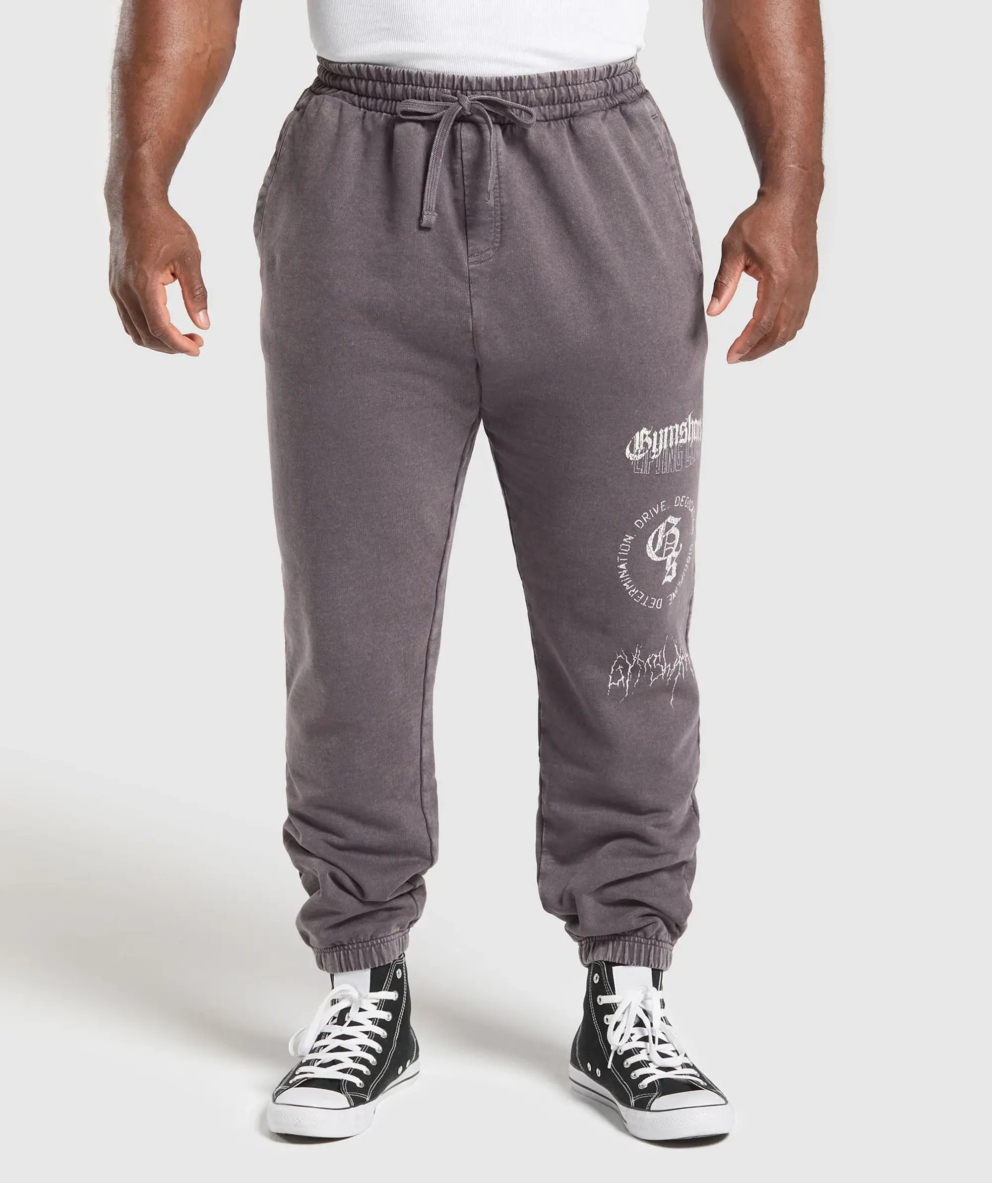 Gymshark Distressed Graphic Joggers - Brushed Purple Acid Wash