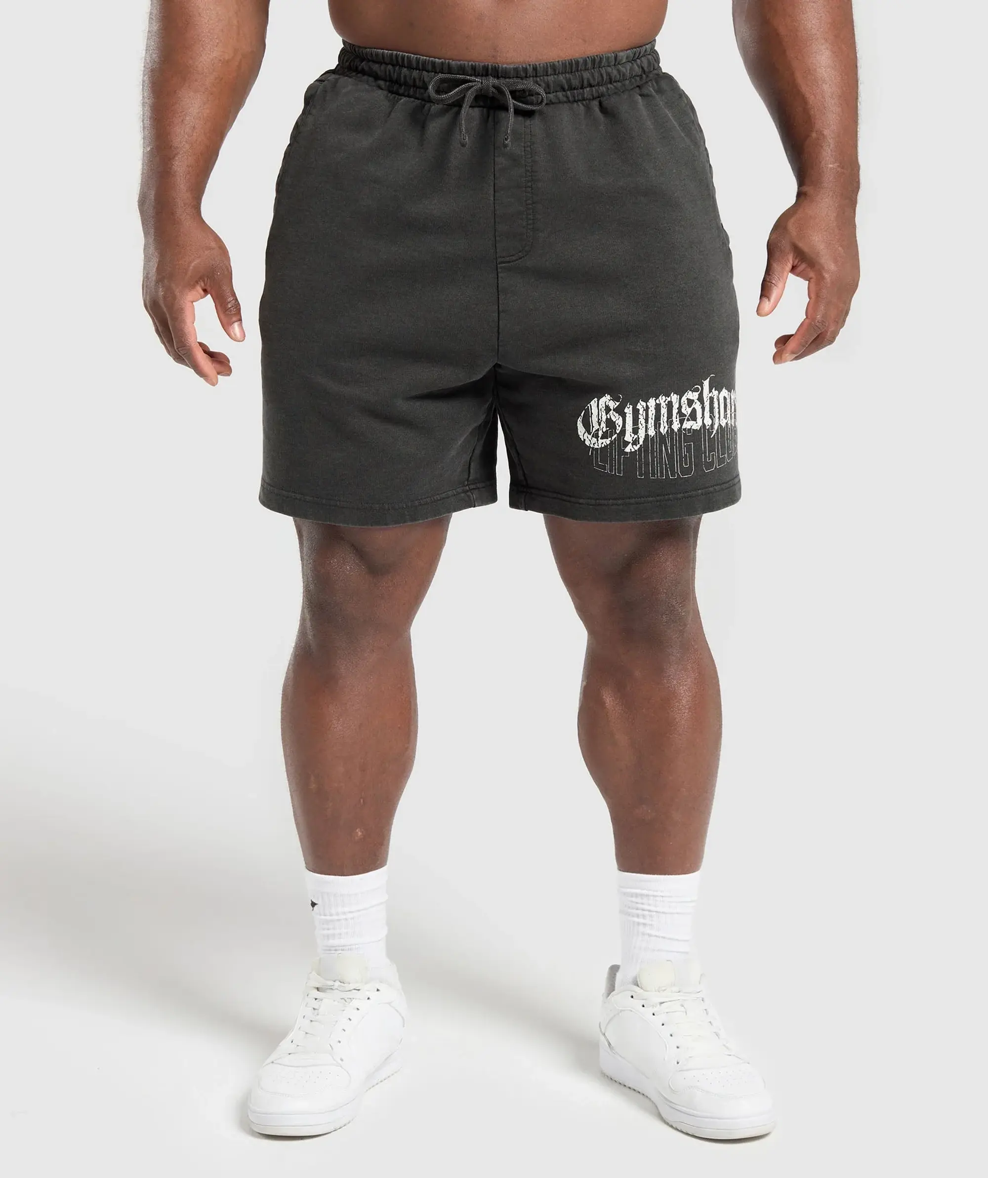 Gymshark Distressed Graphic 7 Shorts - Black Acid Wash