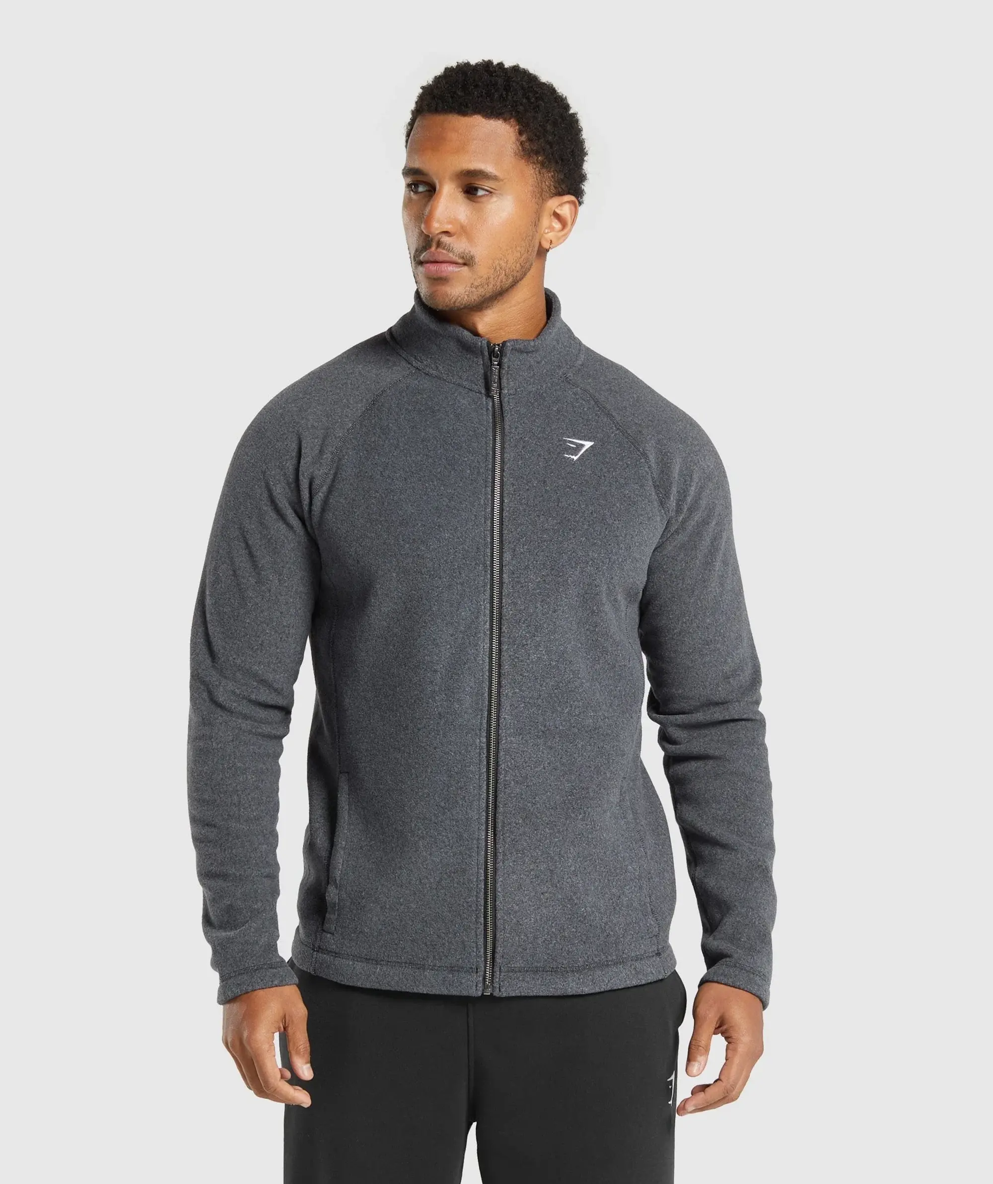 Gymshark Fleece Zip Through Jacket - Black/Graphite Grey